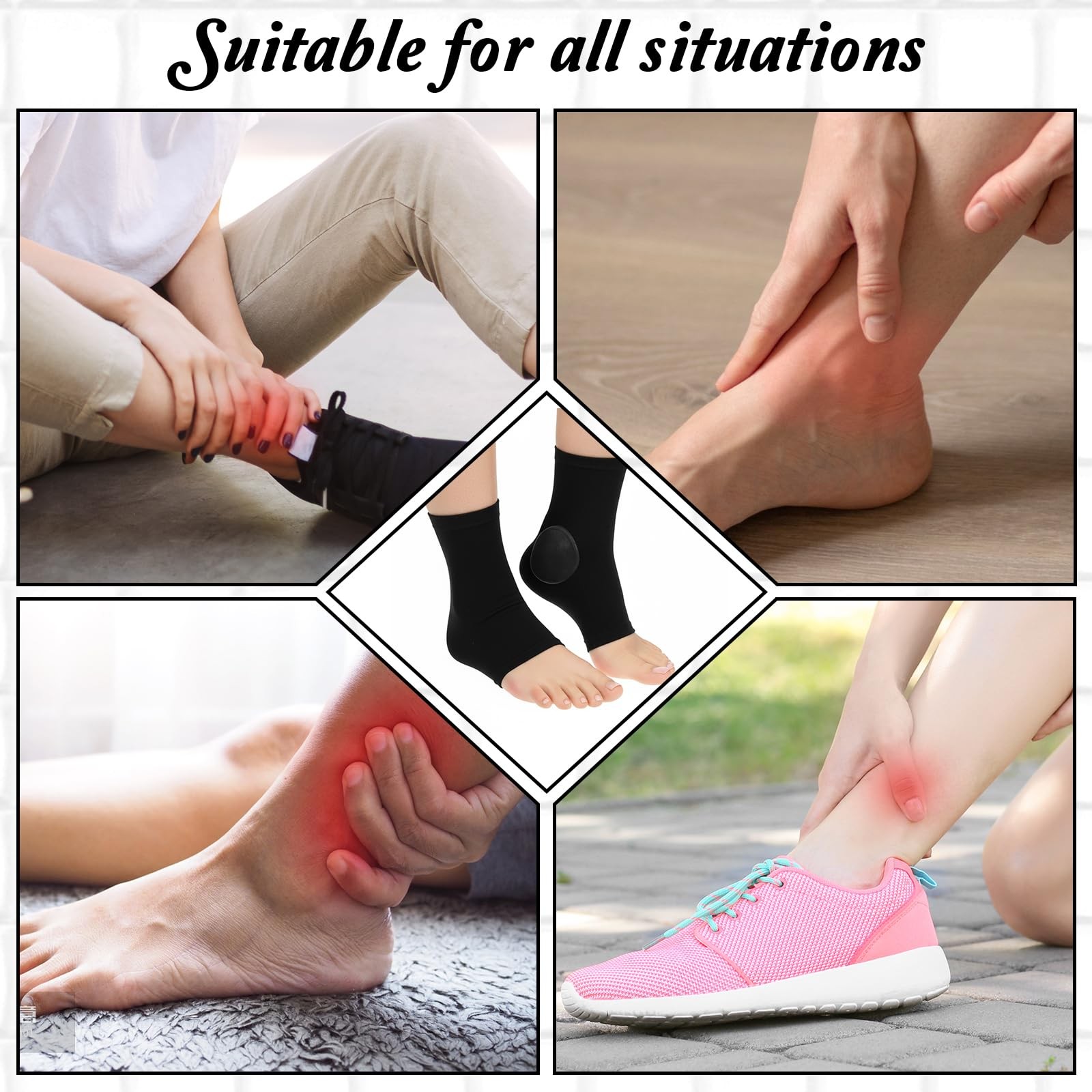 2 Pcs Achilles Tendon Heel Protector Cushion Compression Padded Black