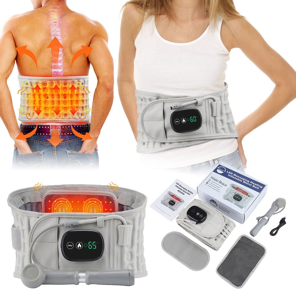 Lumbar Support Decompression Pain Spinal Air Traction Back Belt Heat Inflatable