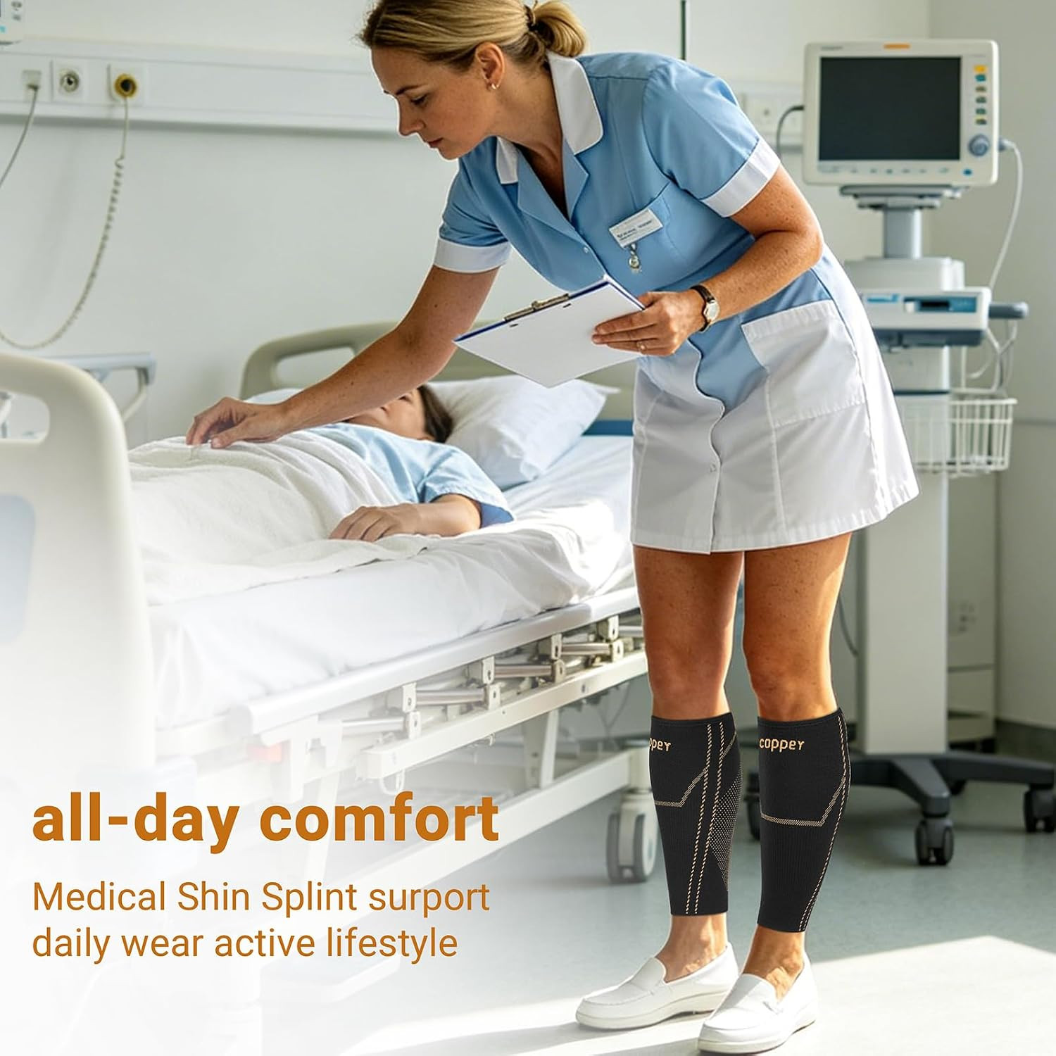 Copper Calf Compressions Sleeve for Men & Women-Shin Splint Relief | Breathable