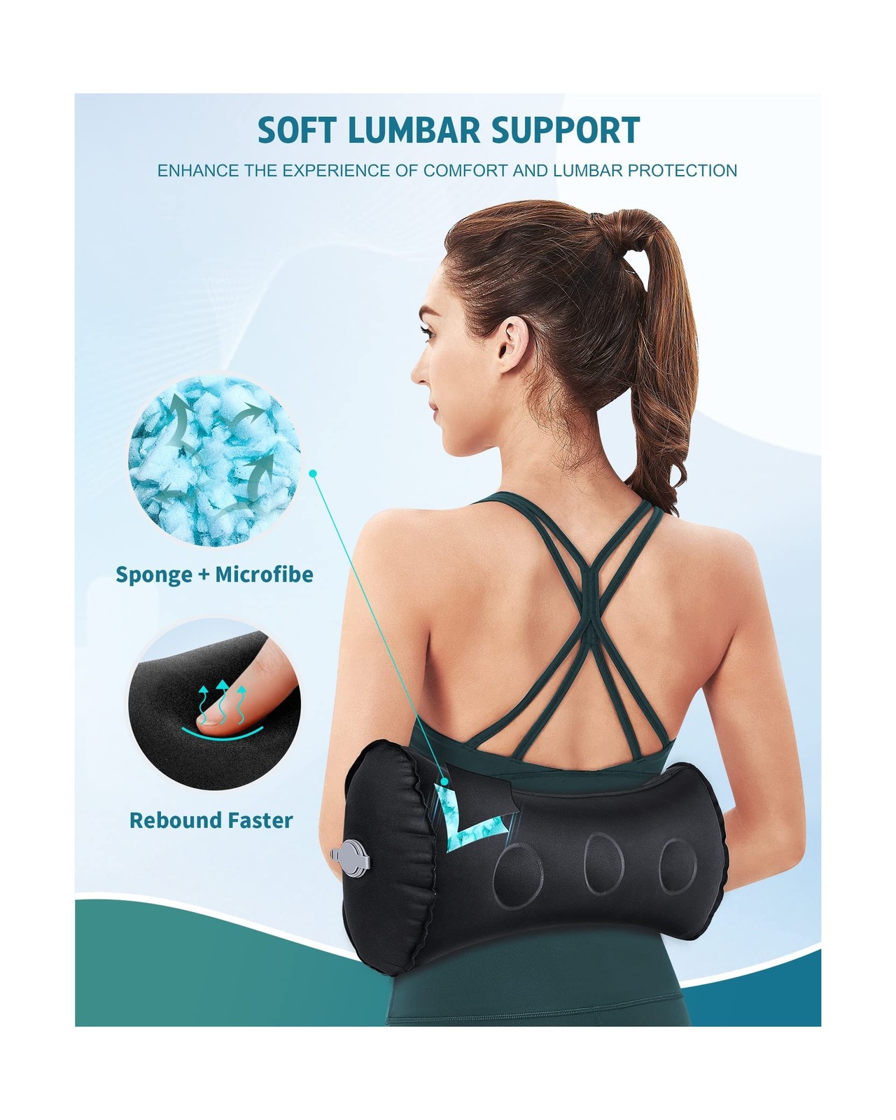 Inflatable Lumbar Pillow for Airplane Travel Lumbar Support Pillow for Car, O…