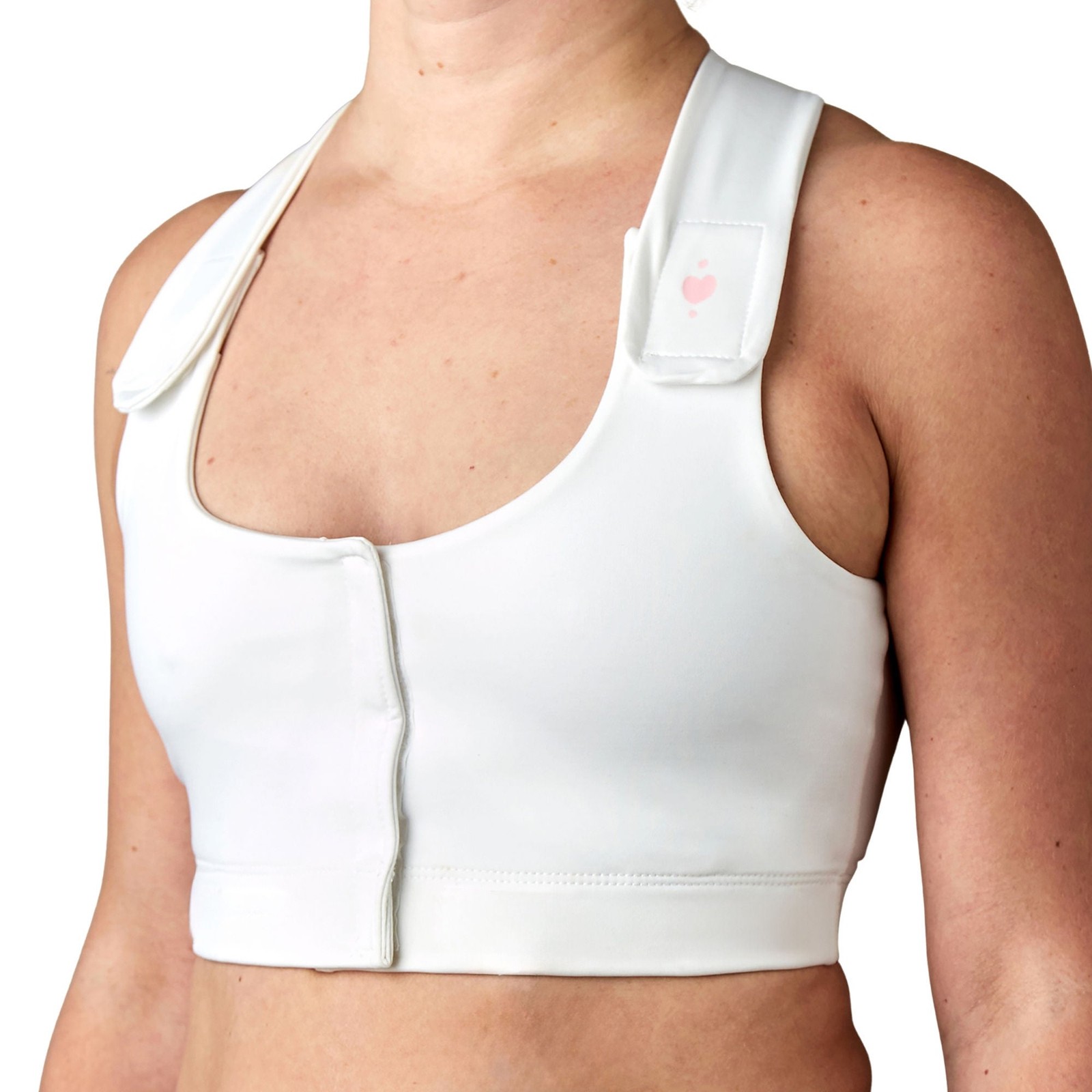 heart&core Serena Bra Post-Surgery Comfortable Racerback Pockets White Medium
