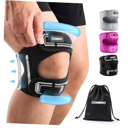 Patella Tendon Support Knee Brace for Women & Men, Adjustable Knee L/XL Black