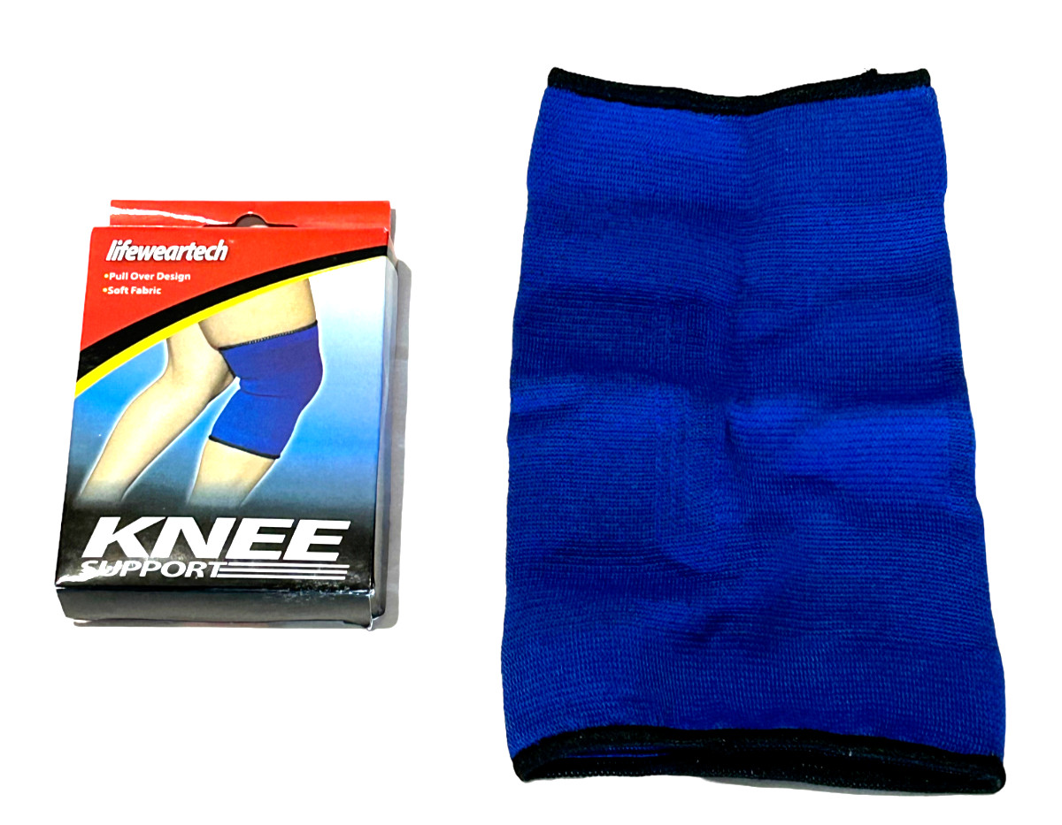 Set of 2 – Nylon Sleeve Knee Support Brace (Pull Over) w/ Elastic – Unisex Blue