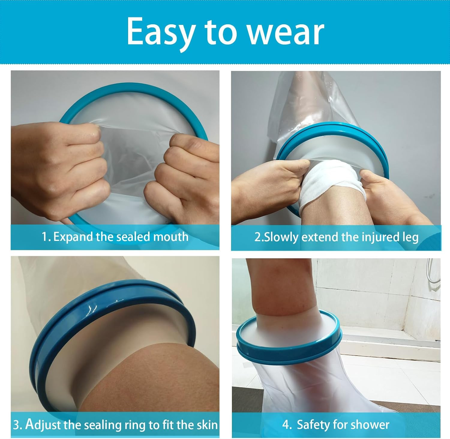 Waterproof Foot Cast Cover for Showering, Reusable Adult Foot Cast Protector, Ca