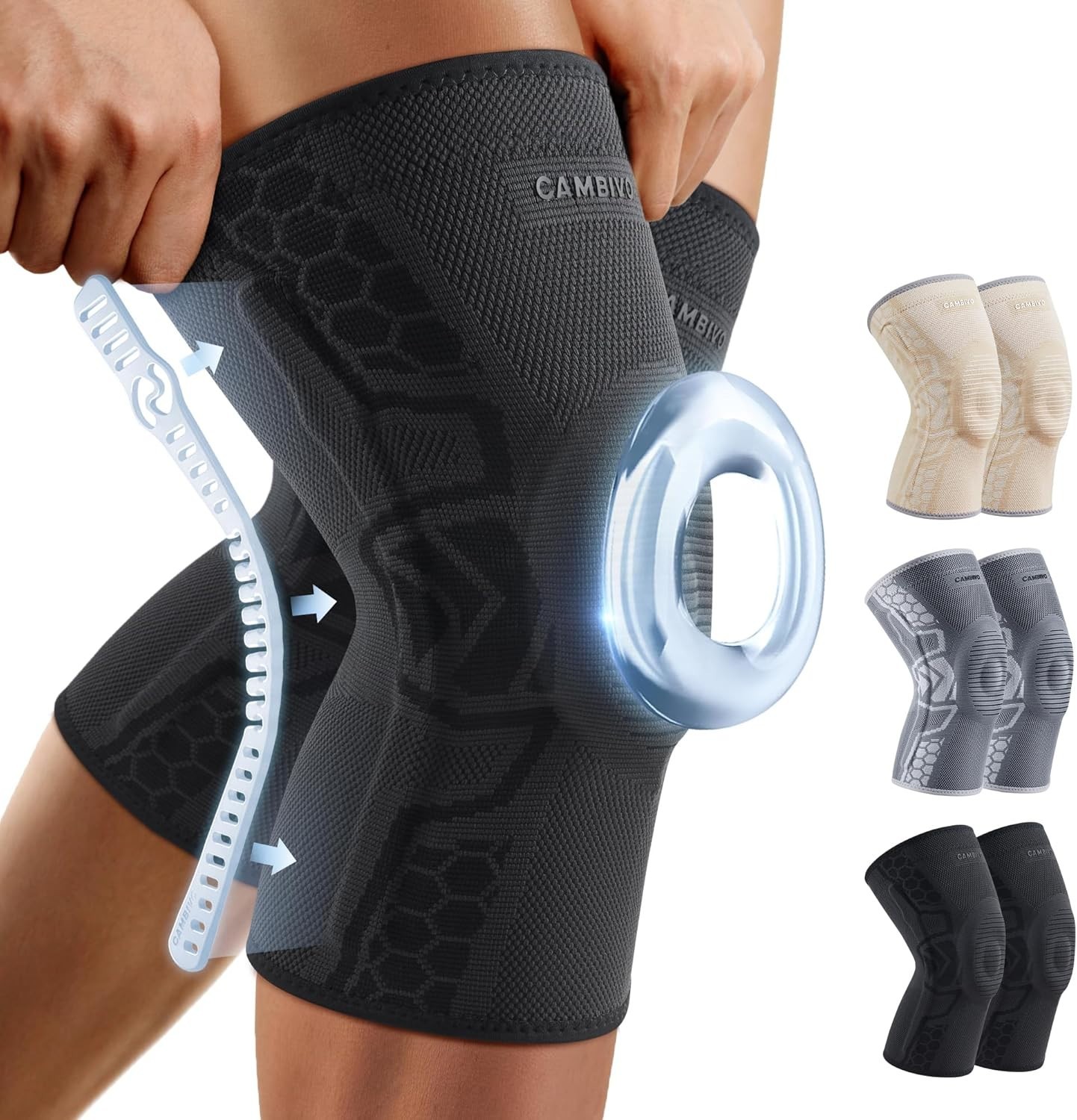 2-Pack Compression Knee Brace with Gel Pad – Pain Relief for Active Adults