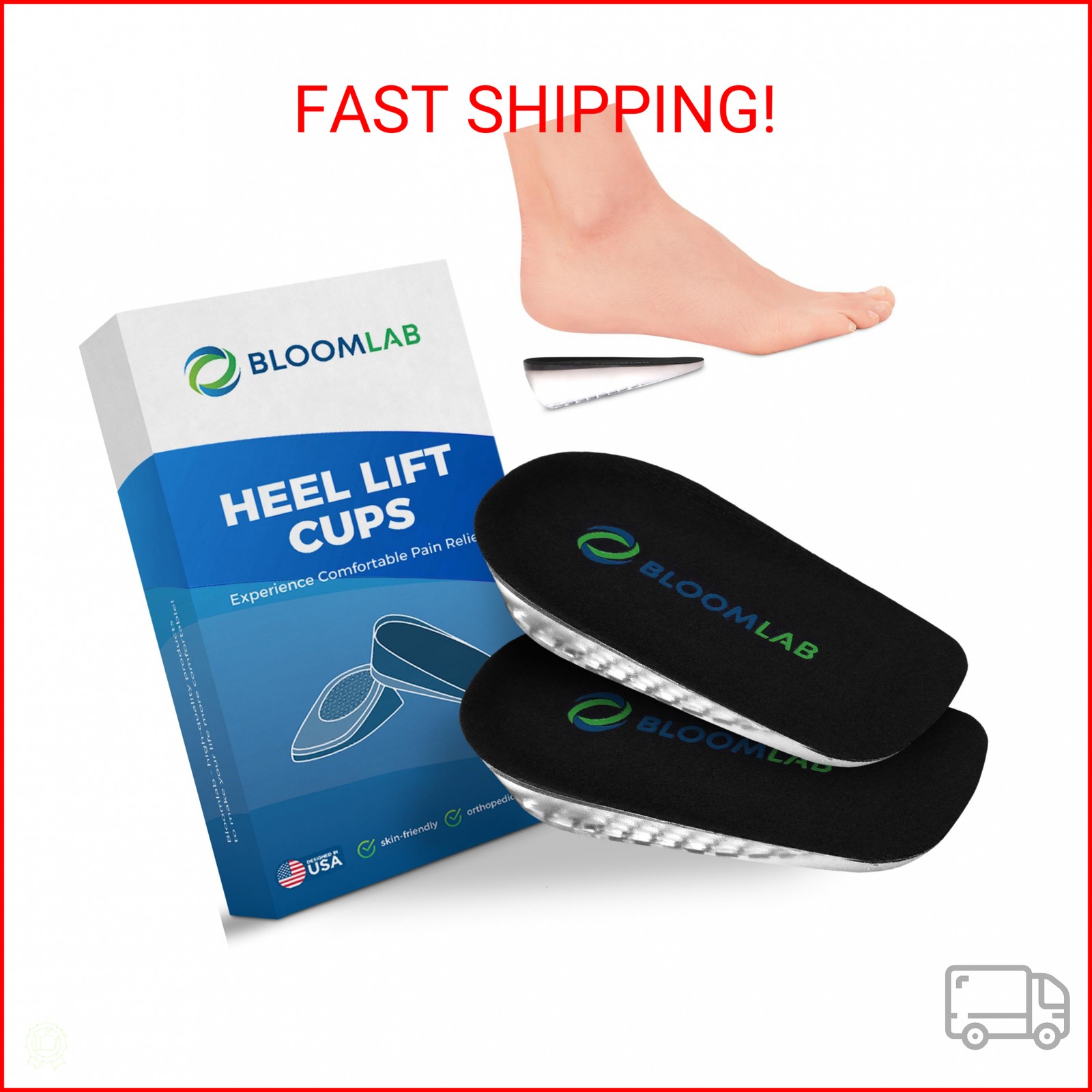 Orthopedic Heel Lift Inserts for Heel Pain & Leg Length Discrepancy – Soft Gel C