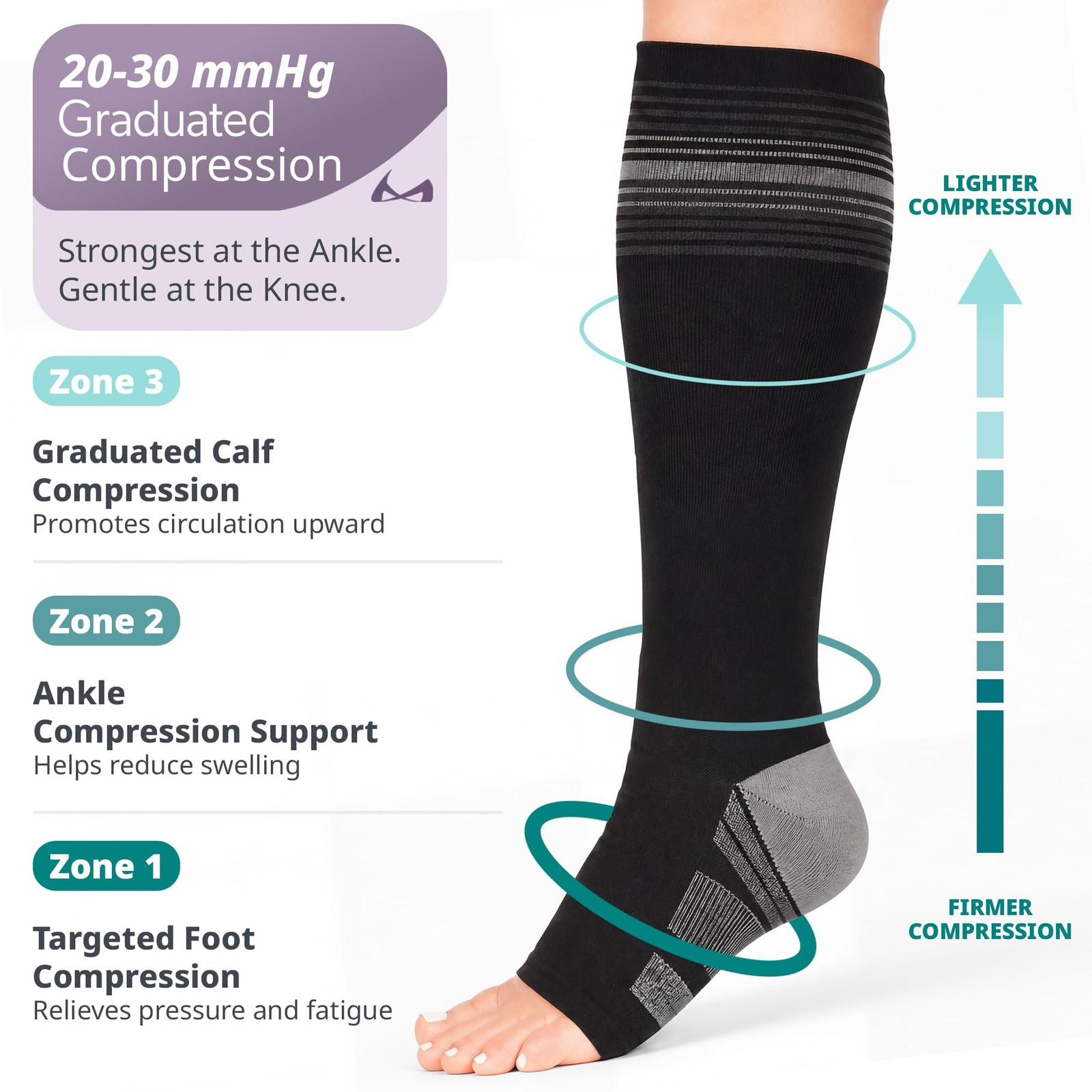 BraceAbility Plus Size Wide Calf Knee High X-Large/2X-Large Calf, Black