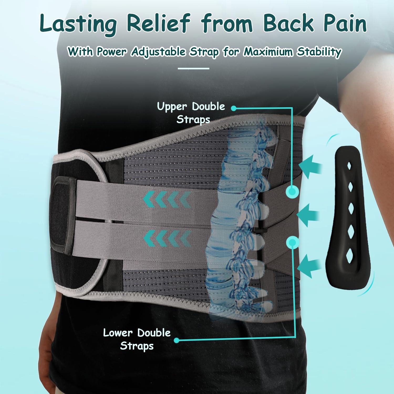 Plus Size Back Brace For Lower Back Pain Breathable Belly Support 5260 Inch