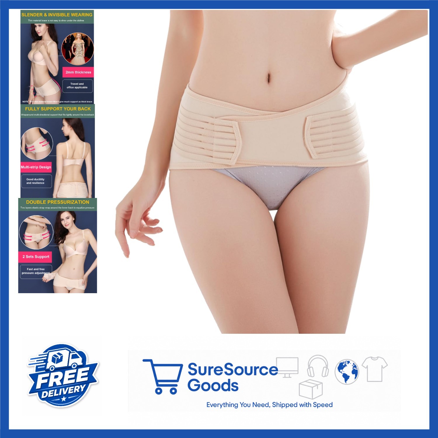 Lightweight Back Brace for Women Medium Size Adjustable Support for Back Pain