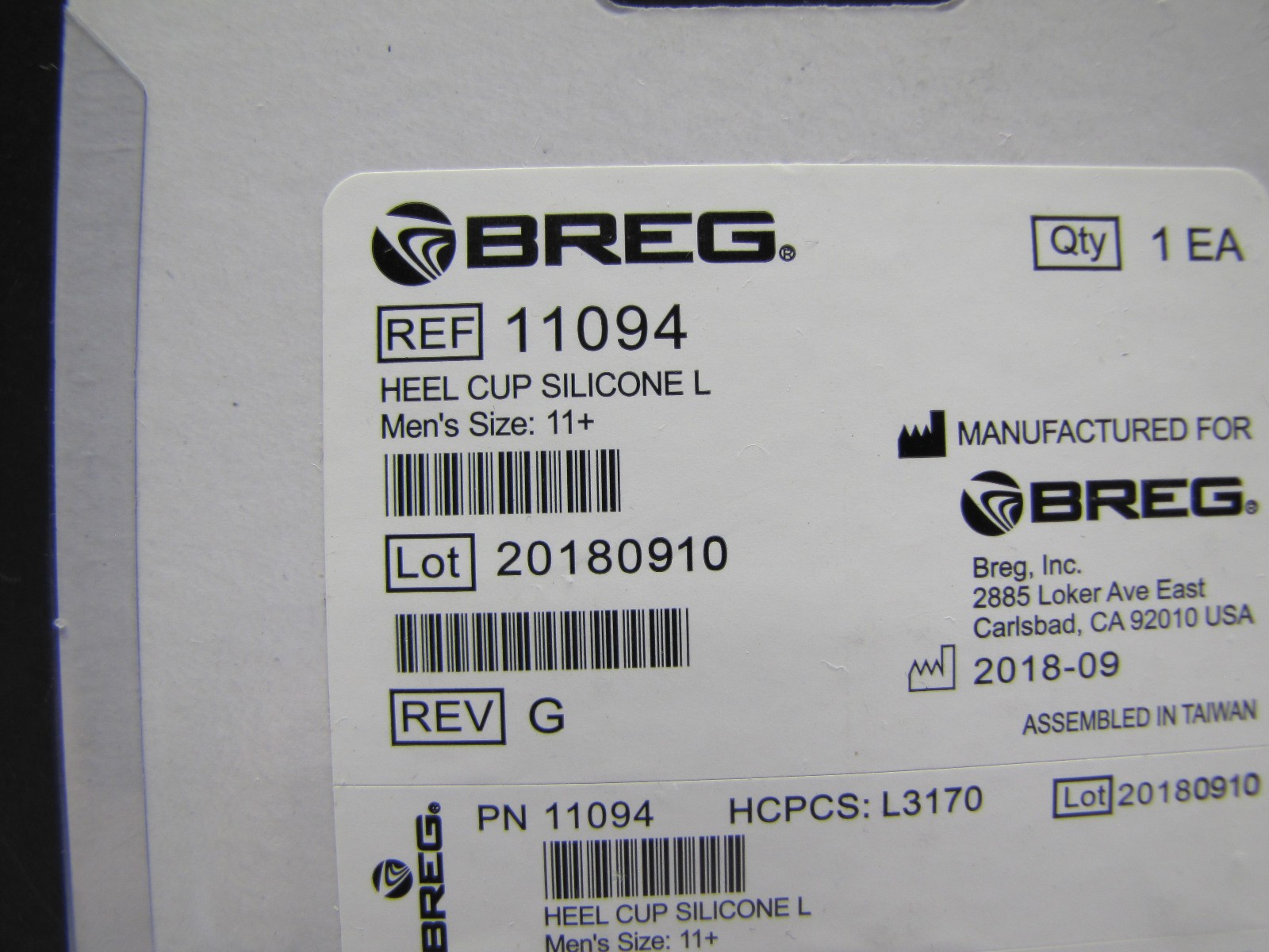 Breg Medical Grade Silicone Heel Cups – 11094 – Mens Womens Size Large