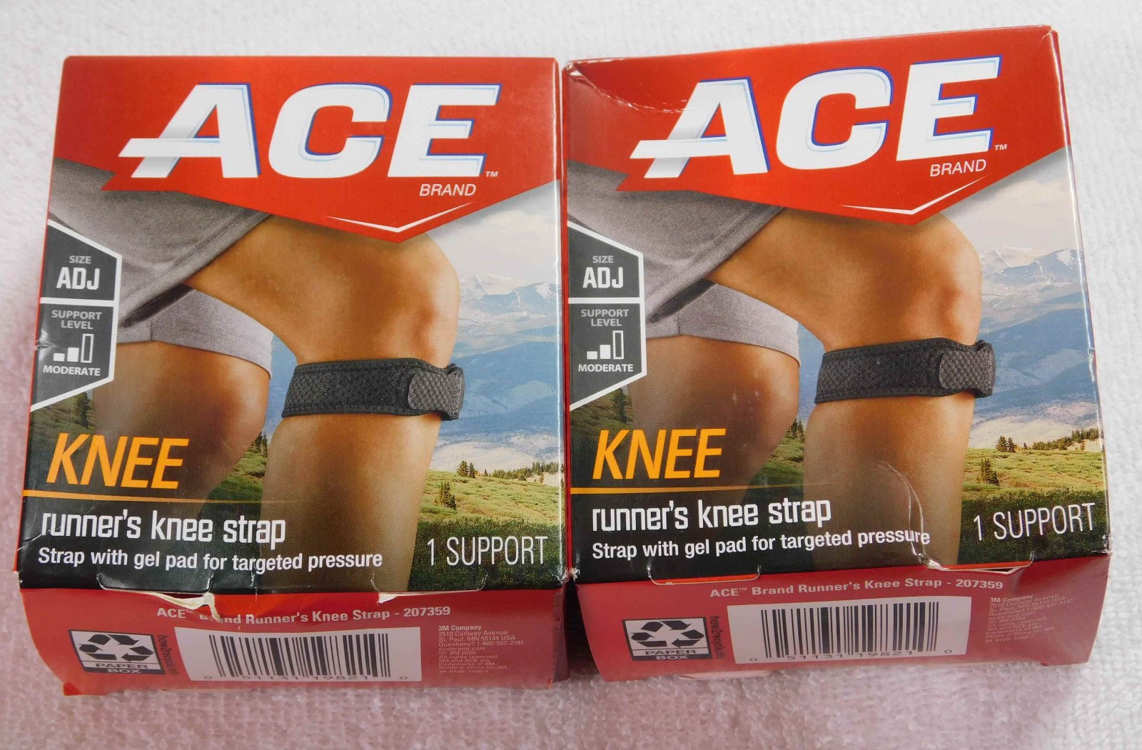 2 ACE Runner’s Knee Strap NEW With Gel Pad Runner Adjustable Moderate Support