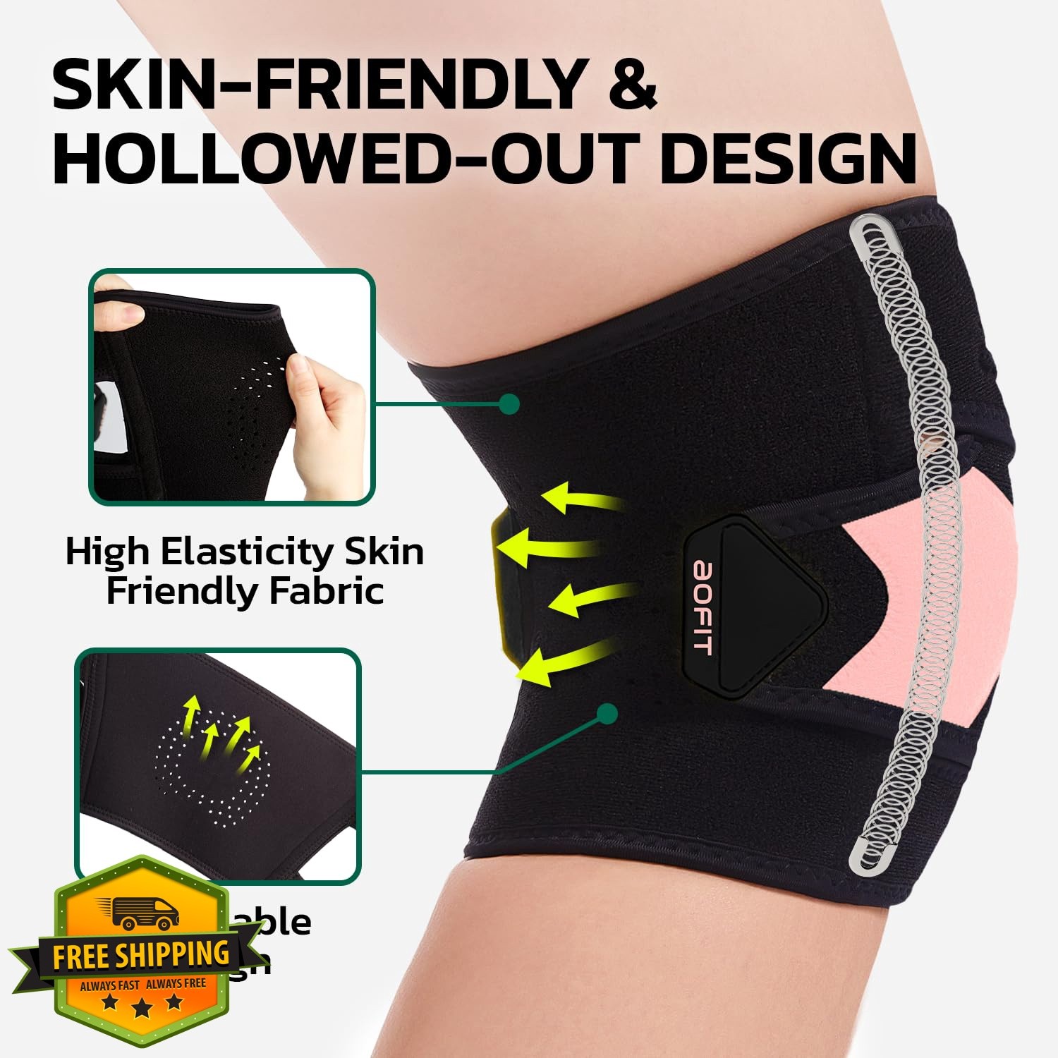 aoFIT Knee Brace Large Onyx Blush