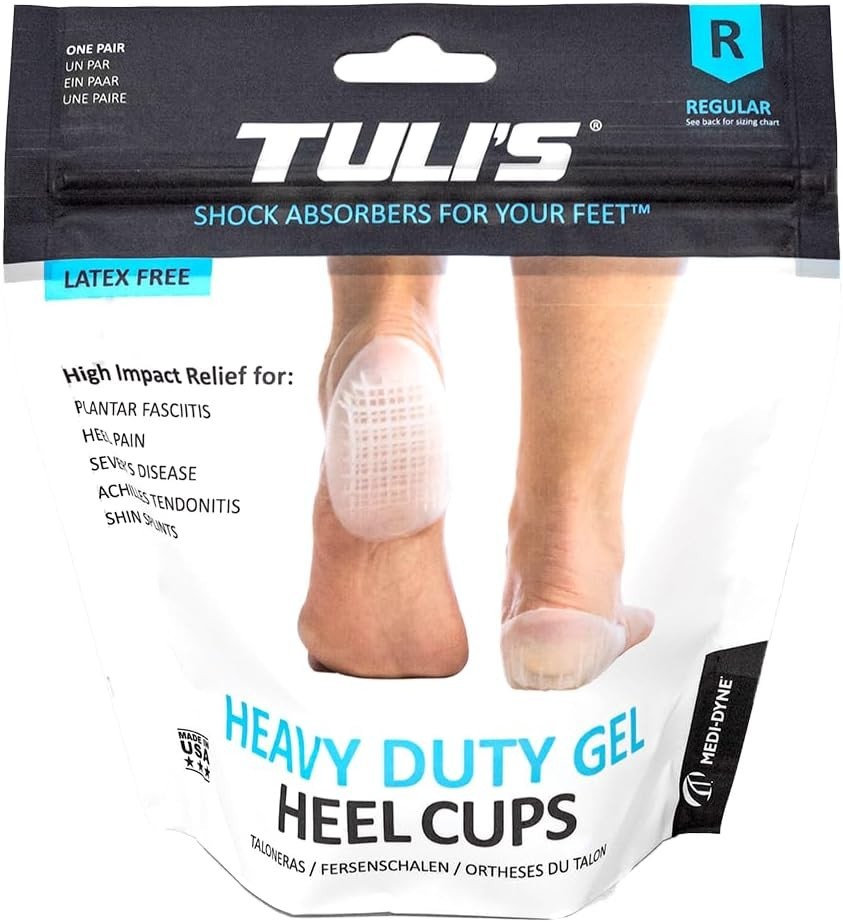 Heavy Duty Gel Heel Cups for Heel Pain, Plantar Fasciitis, 1 Pair, Clear
