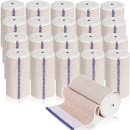 20 Pack 4″ Elastic Bandage Wraps – Self-Closure Compression for Legs, Knees, Wri