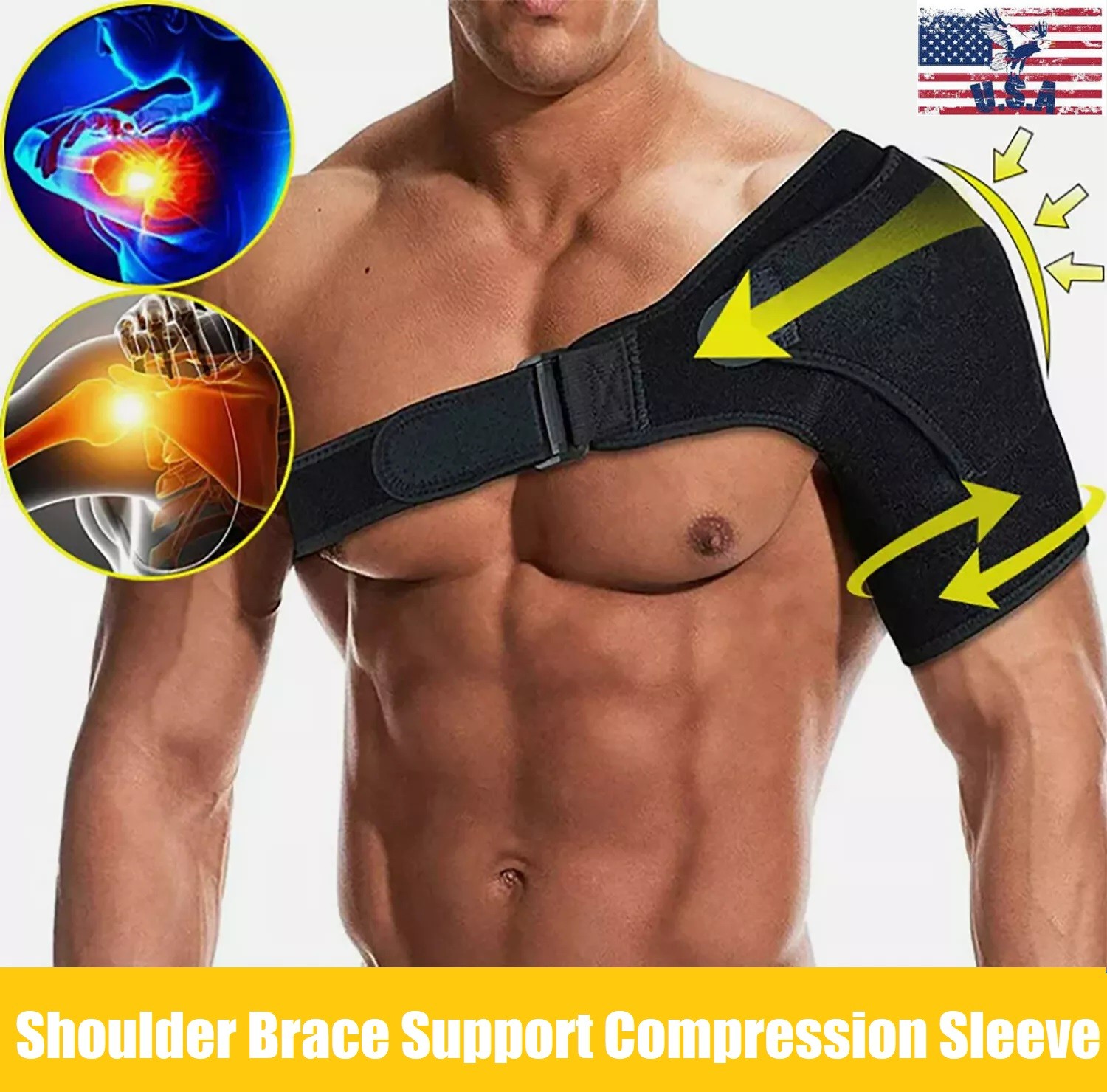 Adjustable Left & Right Shoulder Brace Rotator Cuff Support Relief Pain Belt
