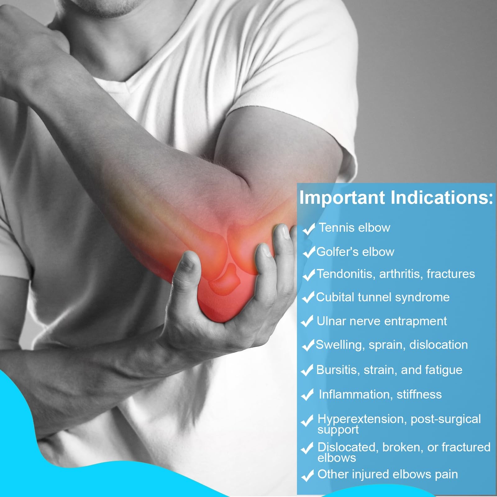 Elbow Brace for Ulnar Nerve Entrapment, Adjustable Cubital Tunnel S/M