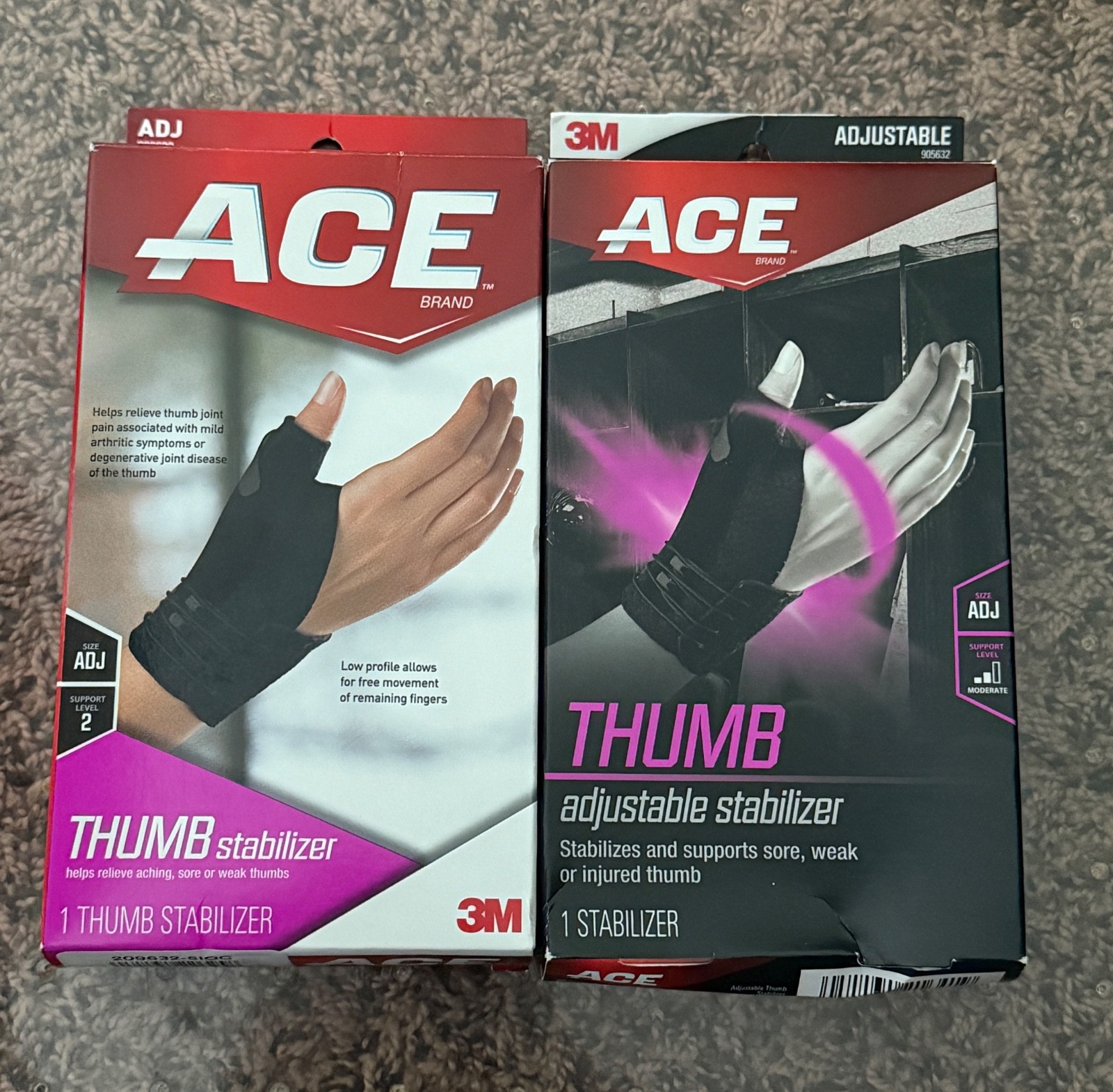 2 Boxes Ace Thumb Stabilizer Adjustable Size Adj