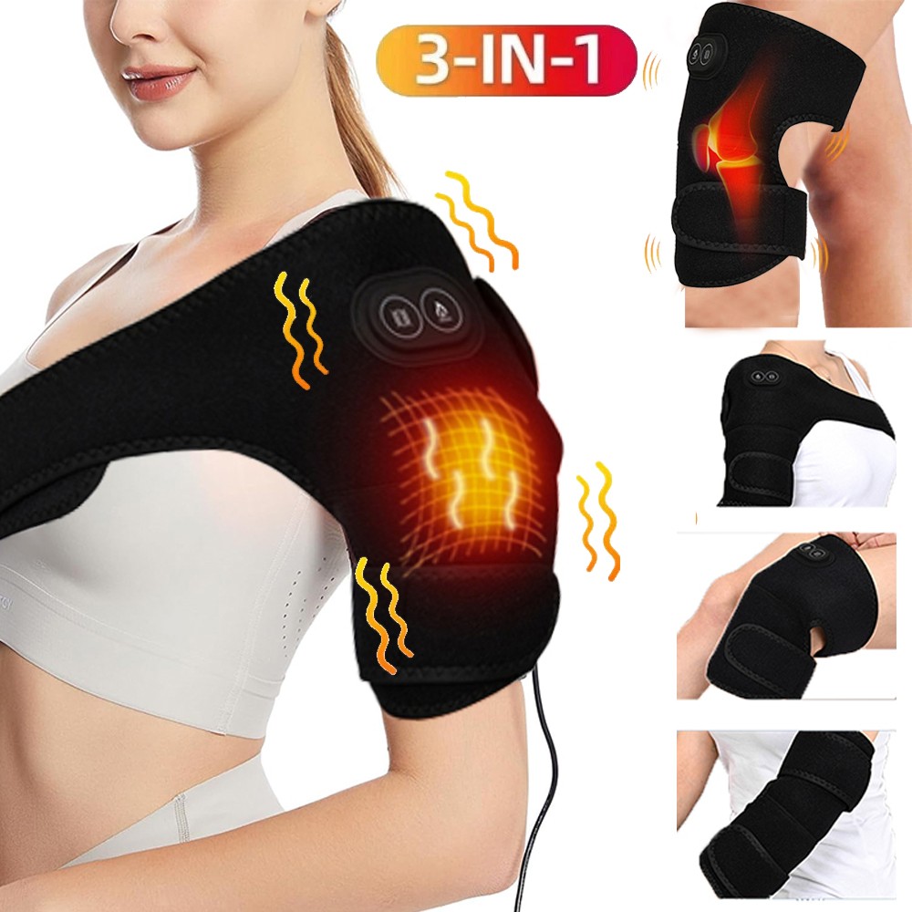 Electric Heated Vibration Knee Joint Brace Therapy Shoulder Massager Pain*Relief