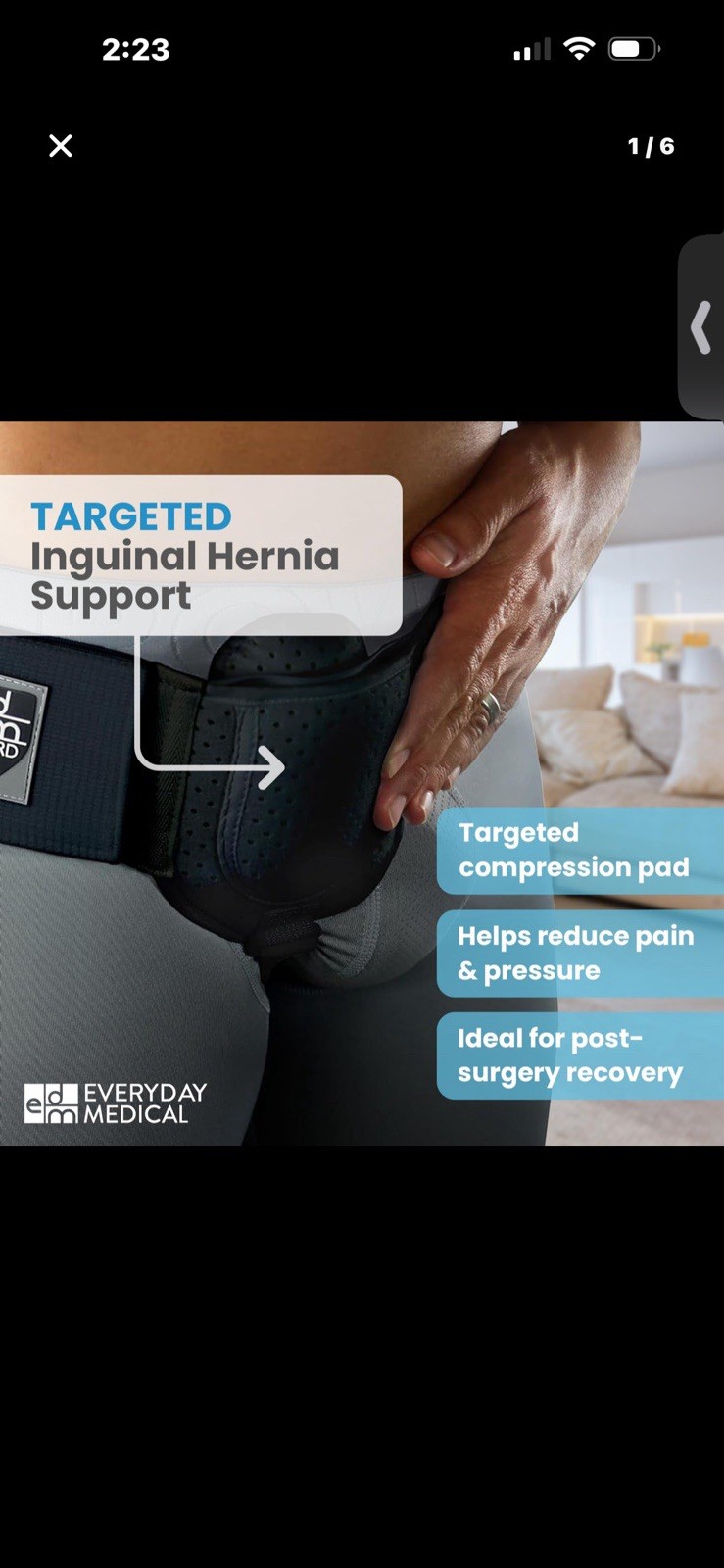 Everyday Medical Inguinal Hernia Belt for Men & Women – Post Surgery Groin. L/XL