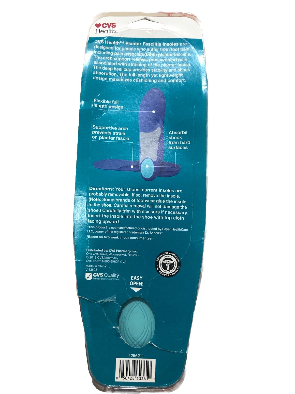 CVS Health Womens Orthotics Plantar Fasciitis Insoles Pain Relief Support 6-10