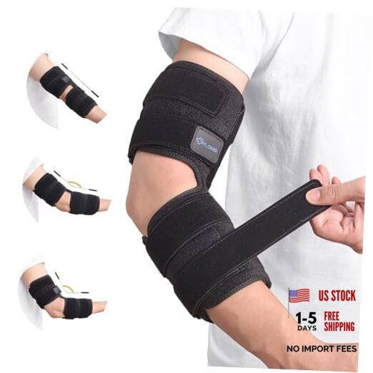 Cubital Tunnel Syndrome Elbow Brace Splint for Ulnar Nerve Entrapment, M Black