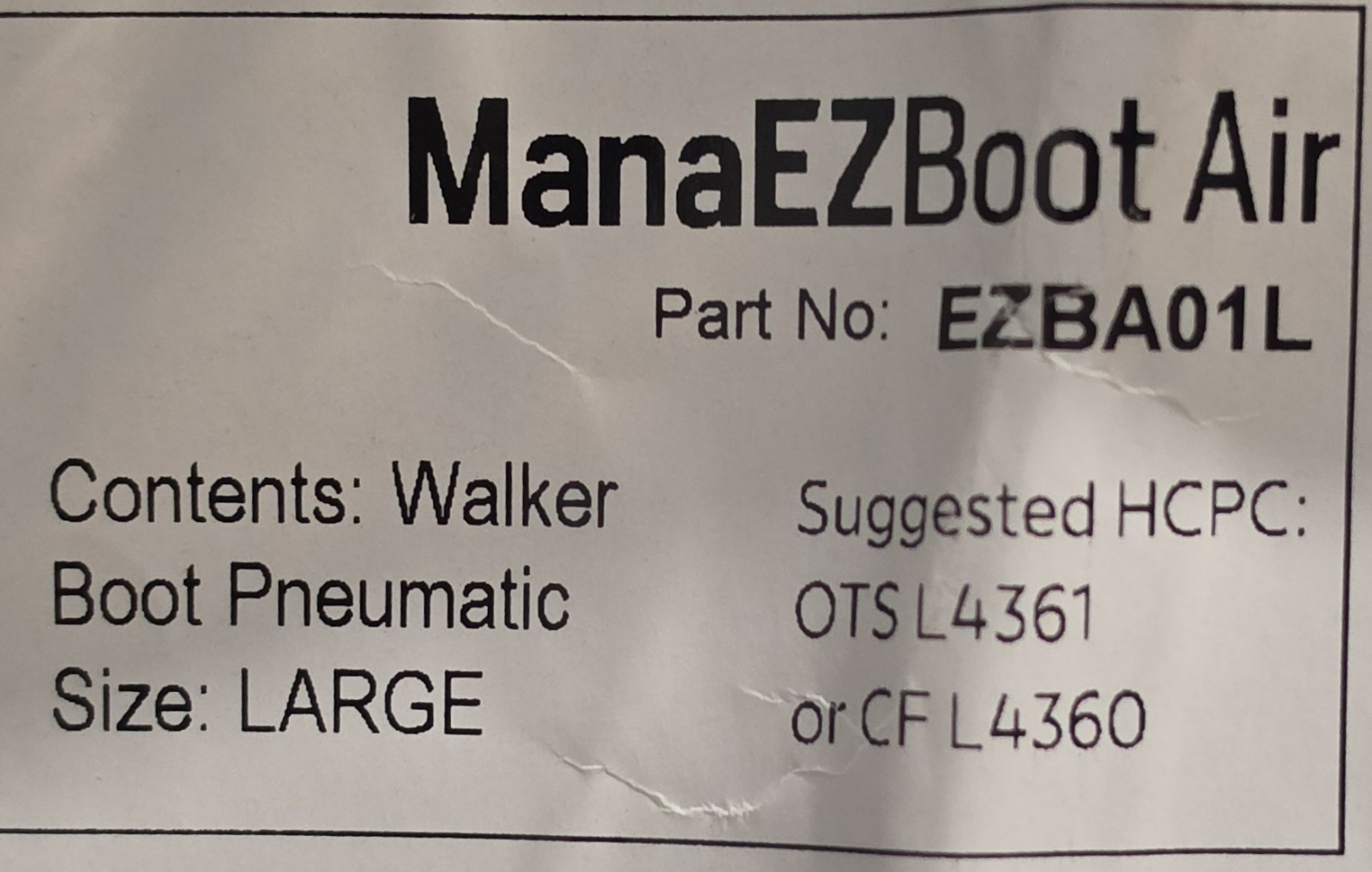 ManaEZ ManaEZBoot Air Pneumatic Walker Boot Large Adjustable Black/Red EZBA01L
