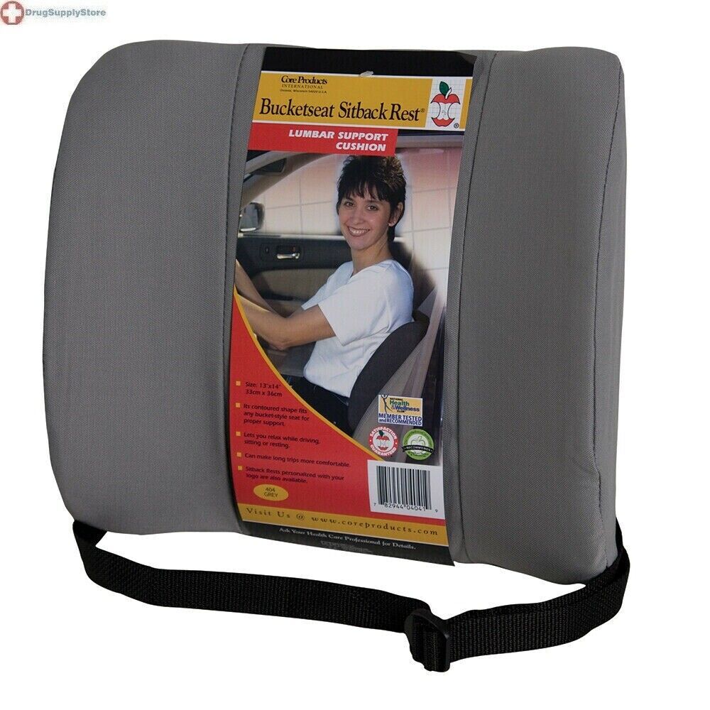 MIL Bucketseat Sit Back Rest 13″ X 14″ Auto Lumbar Support Contoured Seat; Gray