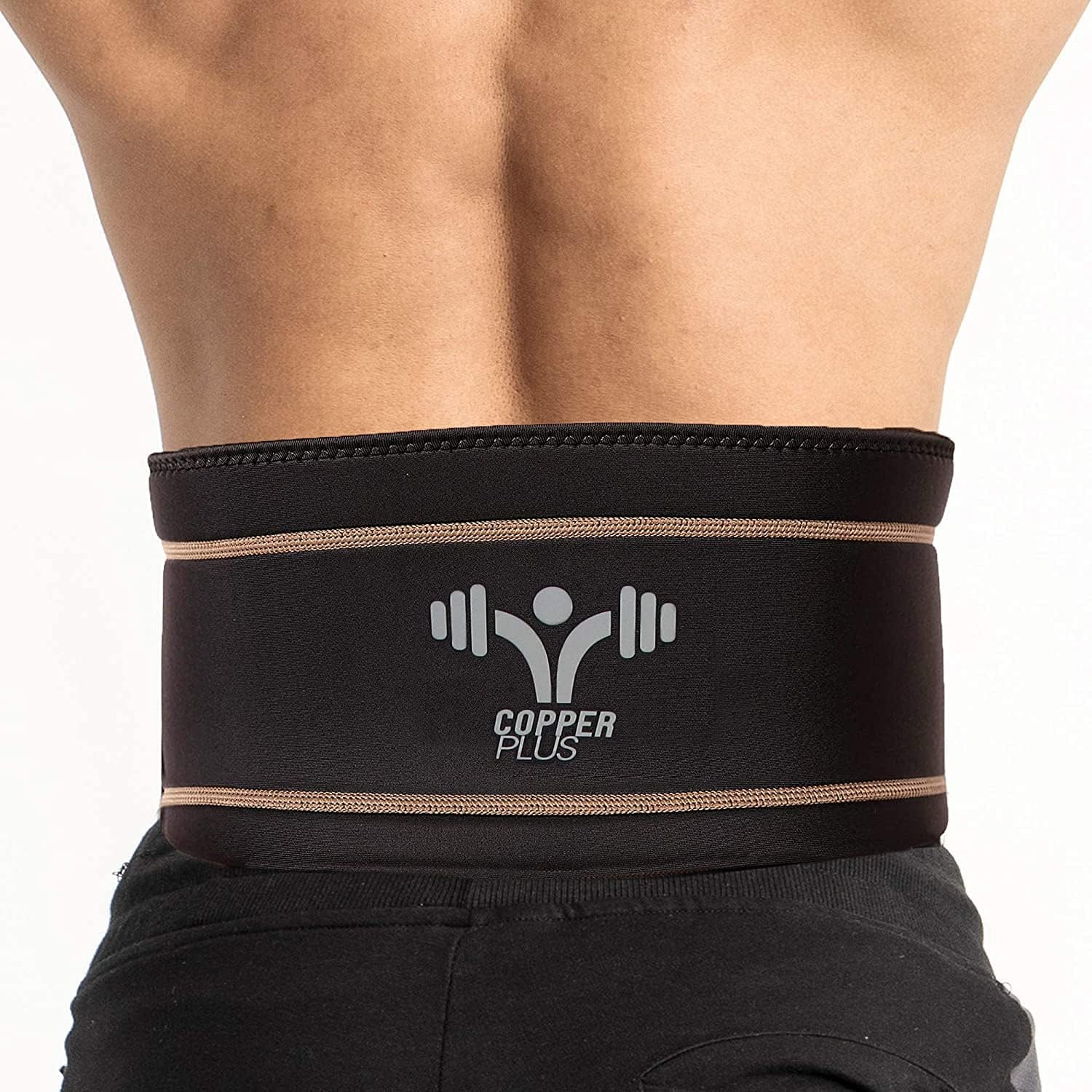 Copper plus Gear Premium Fit Back Brace Lower Lumbar Support Belt. Adjustable fo