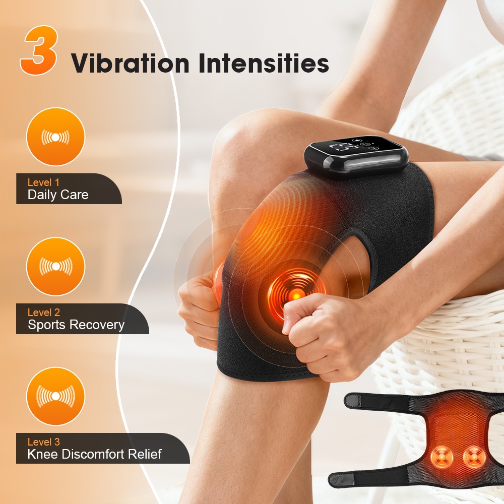 Electric Knee Massager for Pain Relief w/3 Levels Vibration & Heating Knee Brace