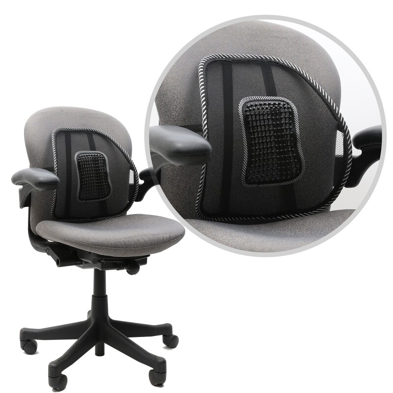 Car Seat Back Support Breathable Mesh Back Lumbar Support Cushion w/Massage Bead