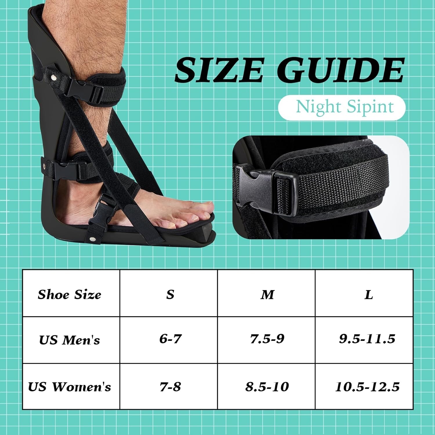 Adjustable Plantar Fasciitis Posterior Night Splint Sleeping Boot Adult XL