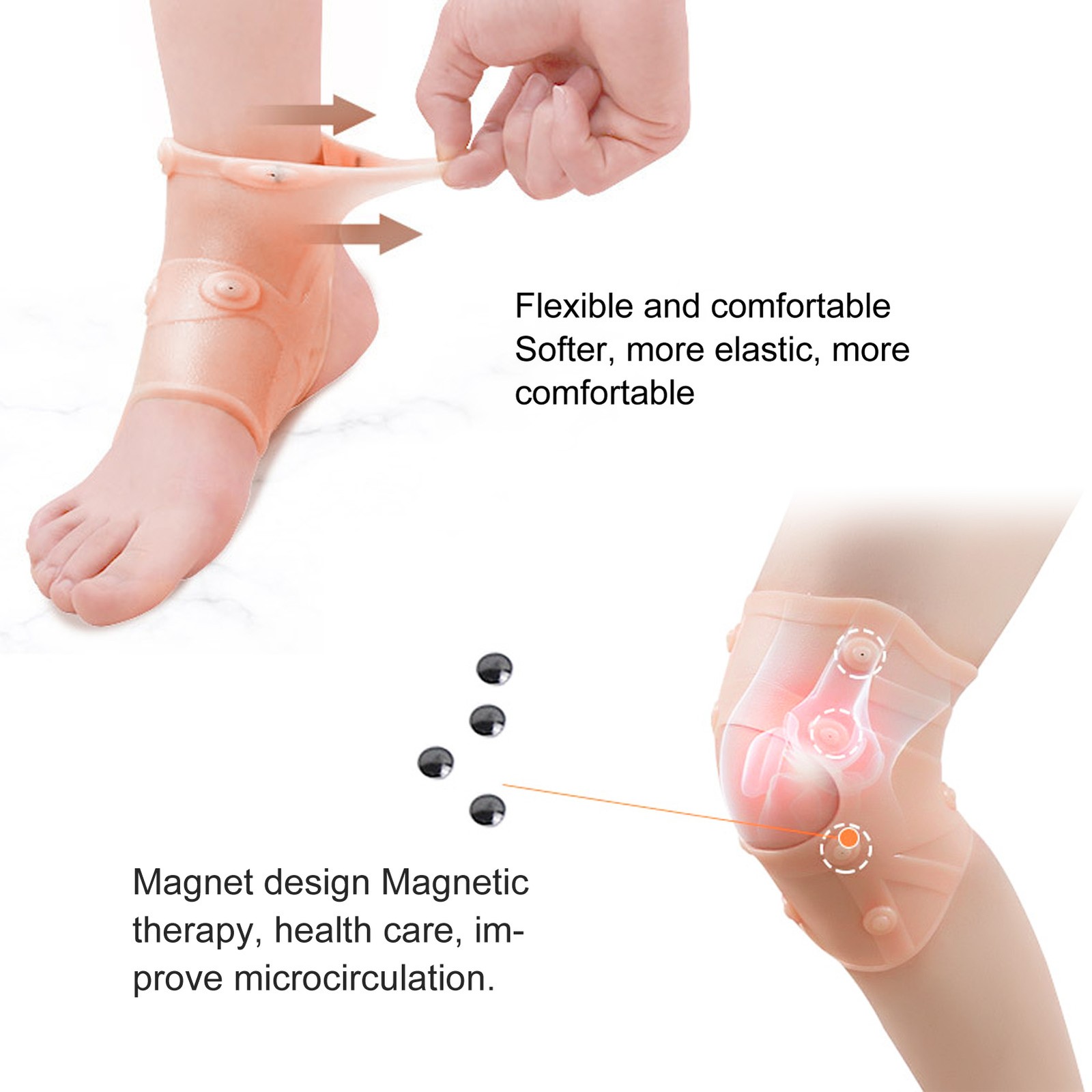 Magnetic Therapy Ankle Brace +Kneed Pads Protection Pain Relief AntiSlip Hea CHU