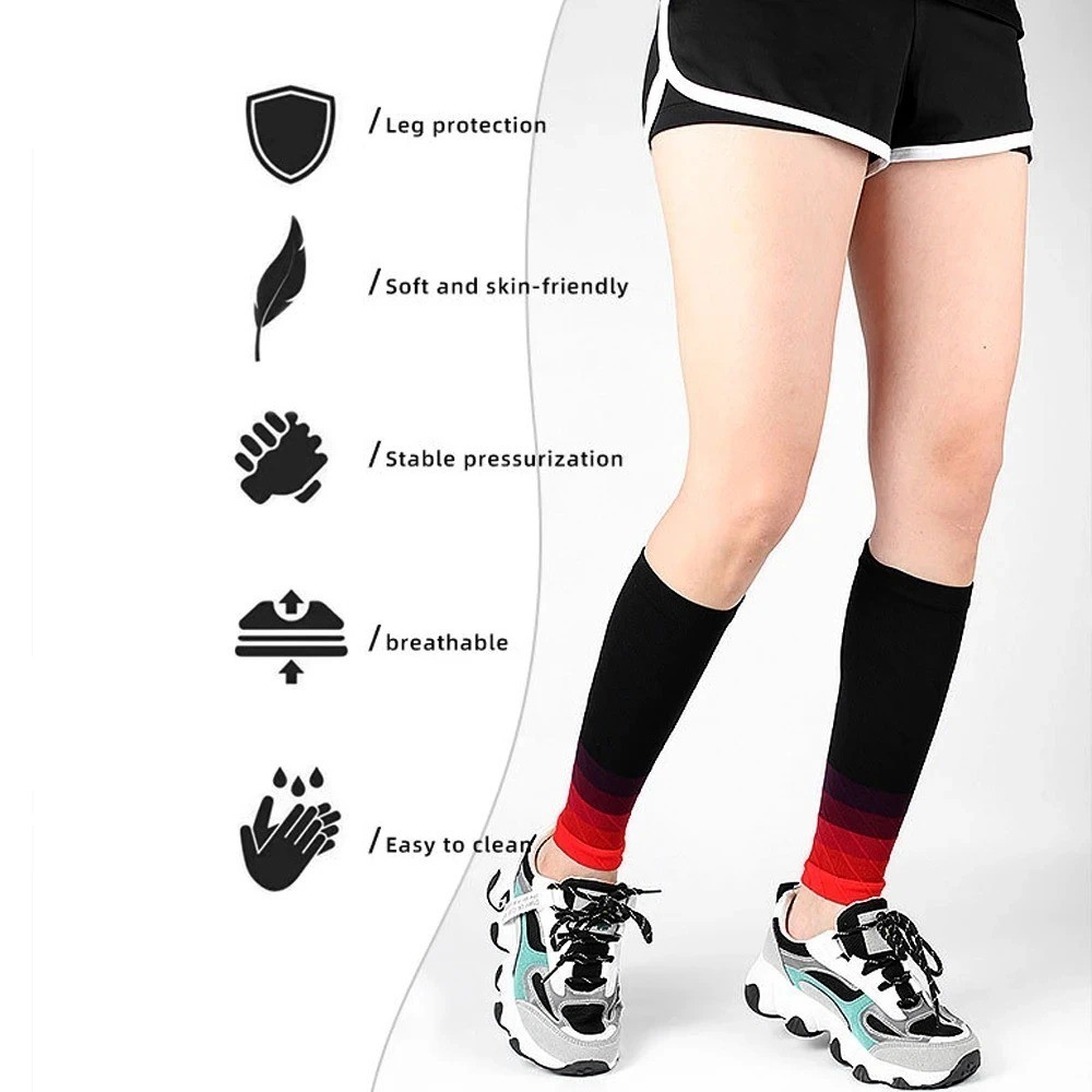 1 Pair Calf Compression Sleeves 20-30mmHg Footless Socks for Running Sports