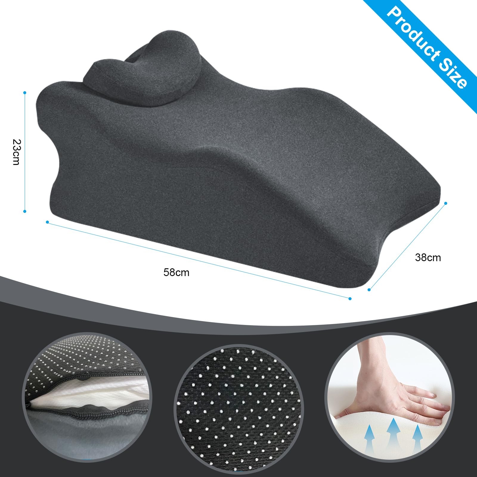 BCZETIH Adult Widened Intimacy Position Sex Pillow for Dark Grey, Grey