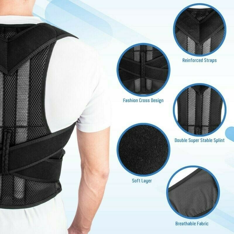 Soporte de Espalda y Columna Lumbar Ajustable Faja Cinturon Corrector de Postura