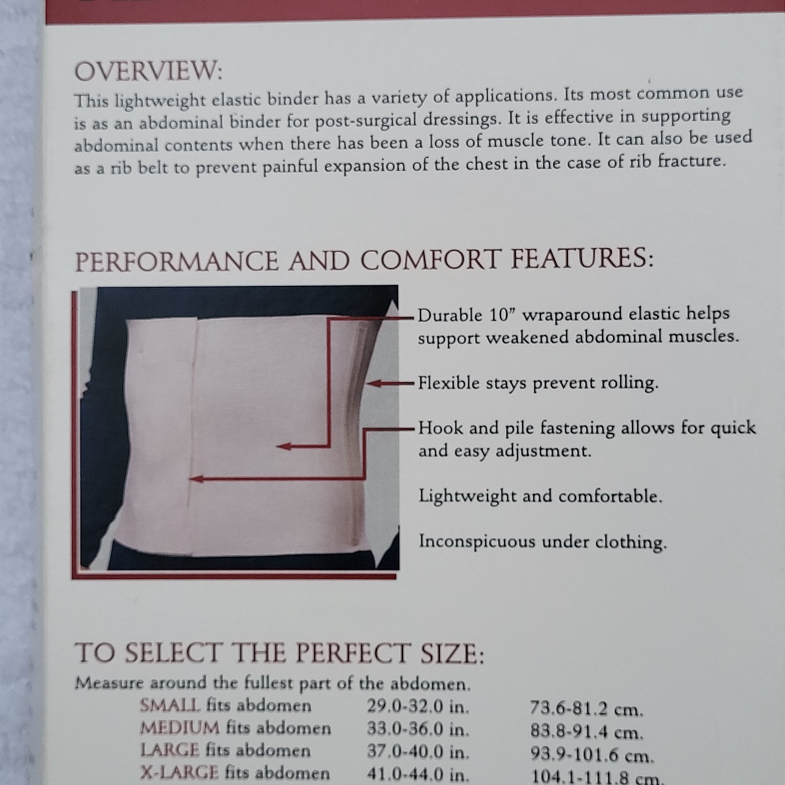 OTC Abdominal Binder 2518 Size XL Professional Orthopedic Elastic Reusable NEW
