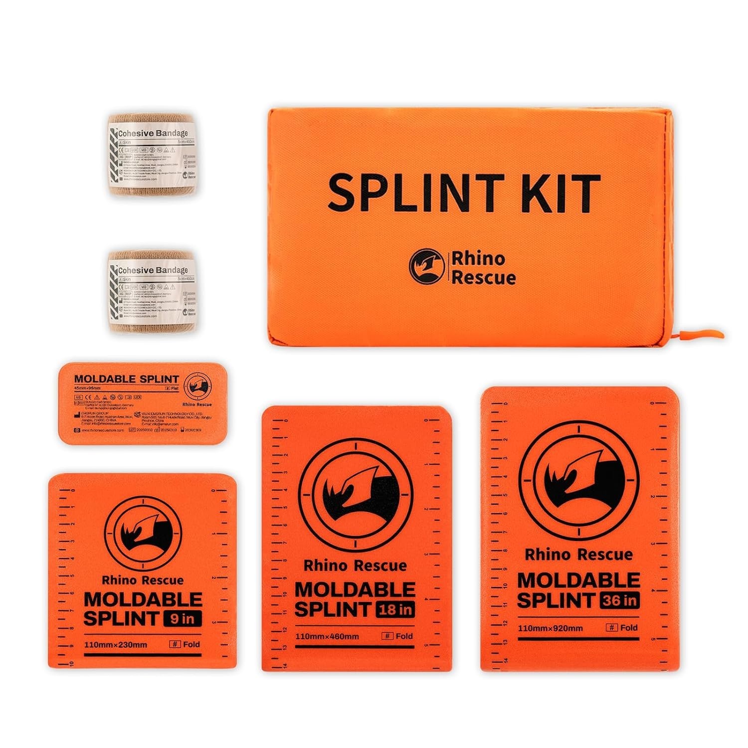 RHINO RESCUE First Aid Splint 36″ X 4.3″ Orange-Gray, Keep Bones in Position