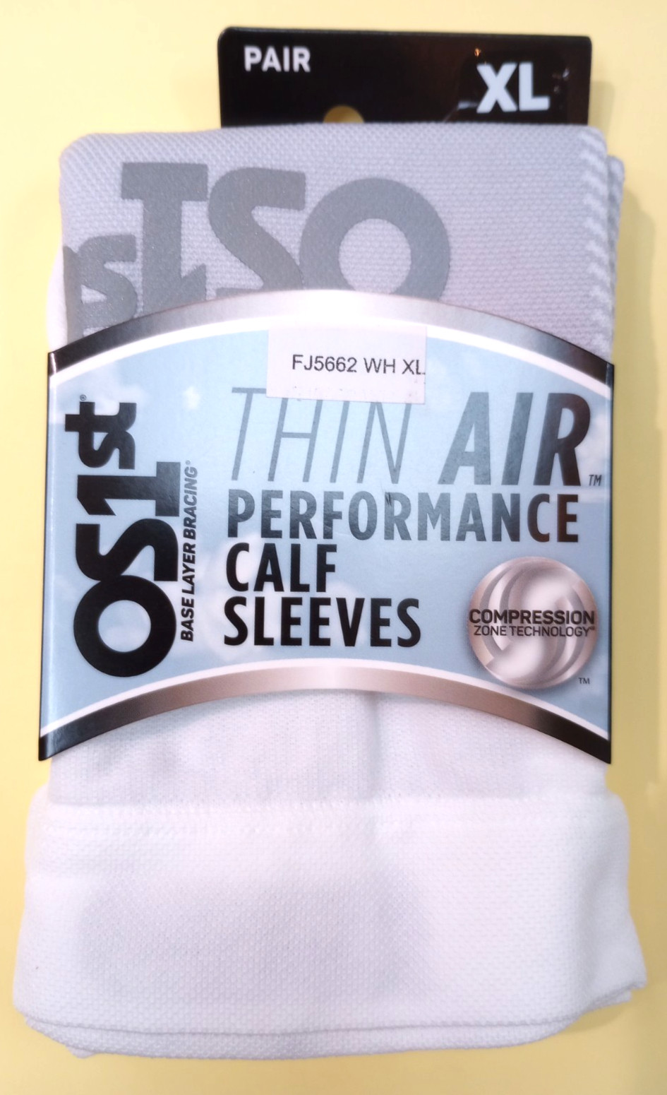 NEW OS1st Thin Air Performance Calf Sleeves (Pair) XL/White Compression Sleeve