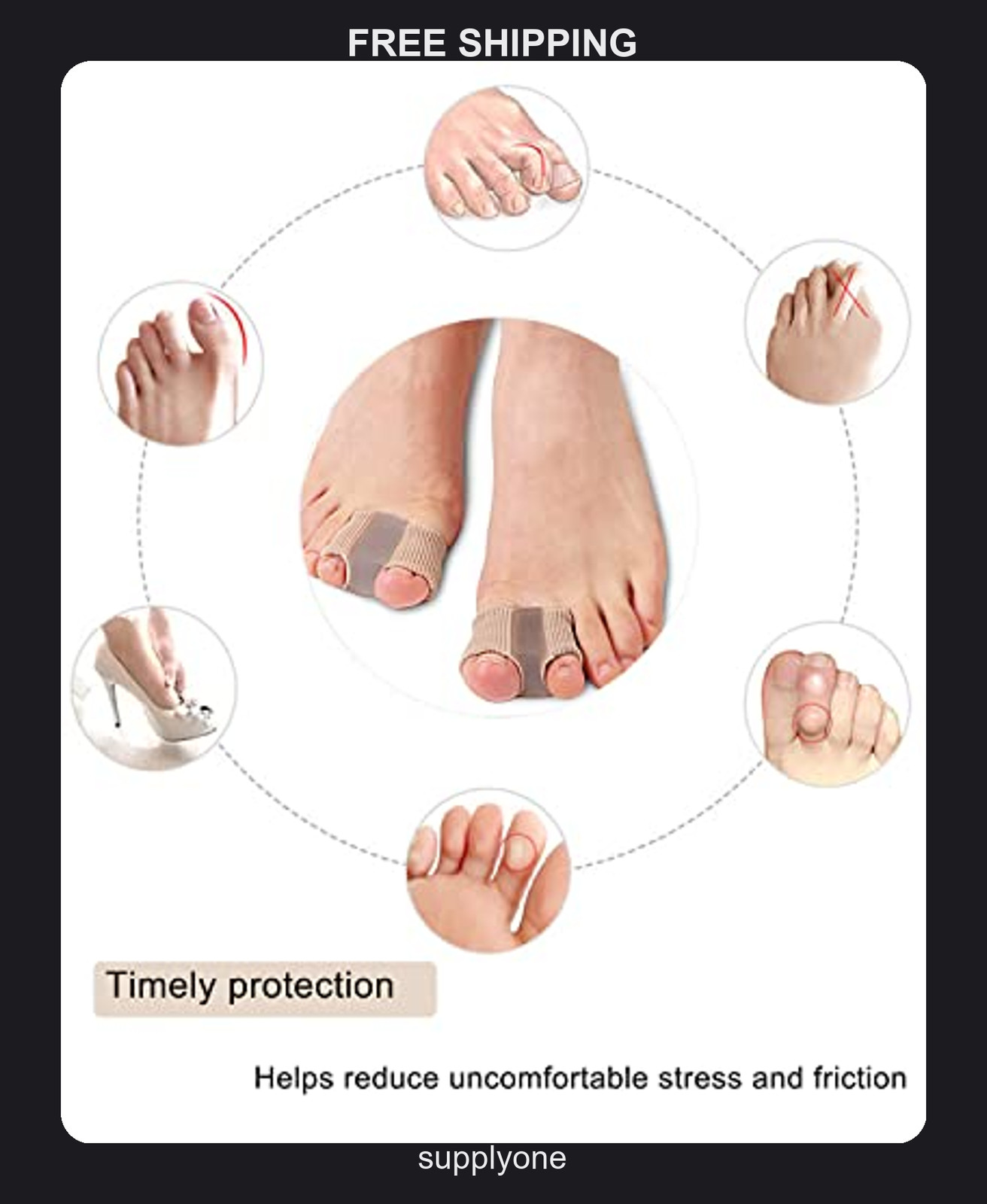2 Pack Gel Toe Spacers for Bunion Relief and Overlapping Toes