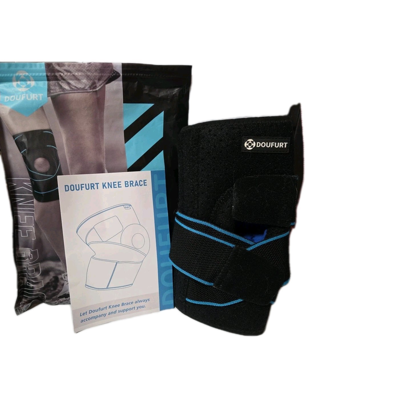 NEW! DOUFURT KNEE BRACE GREY & BLACK LARGE MEN AND WOMAN SUPPORT