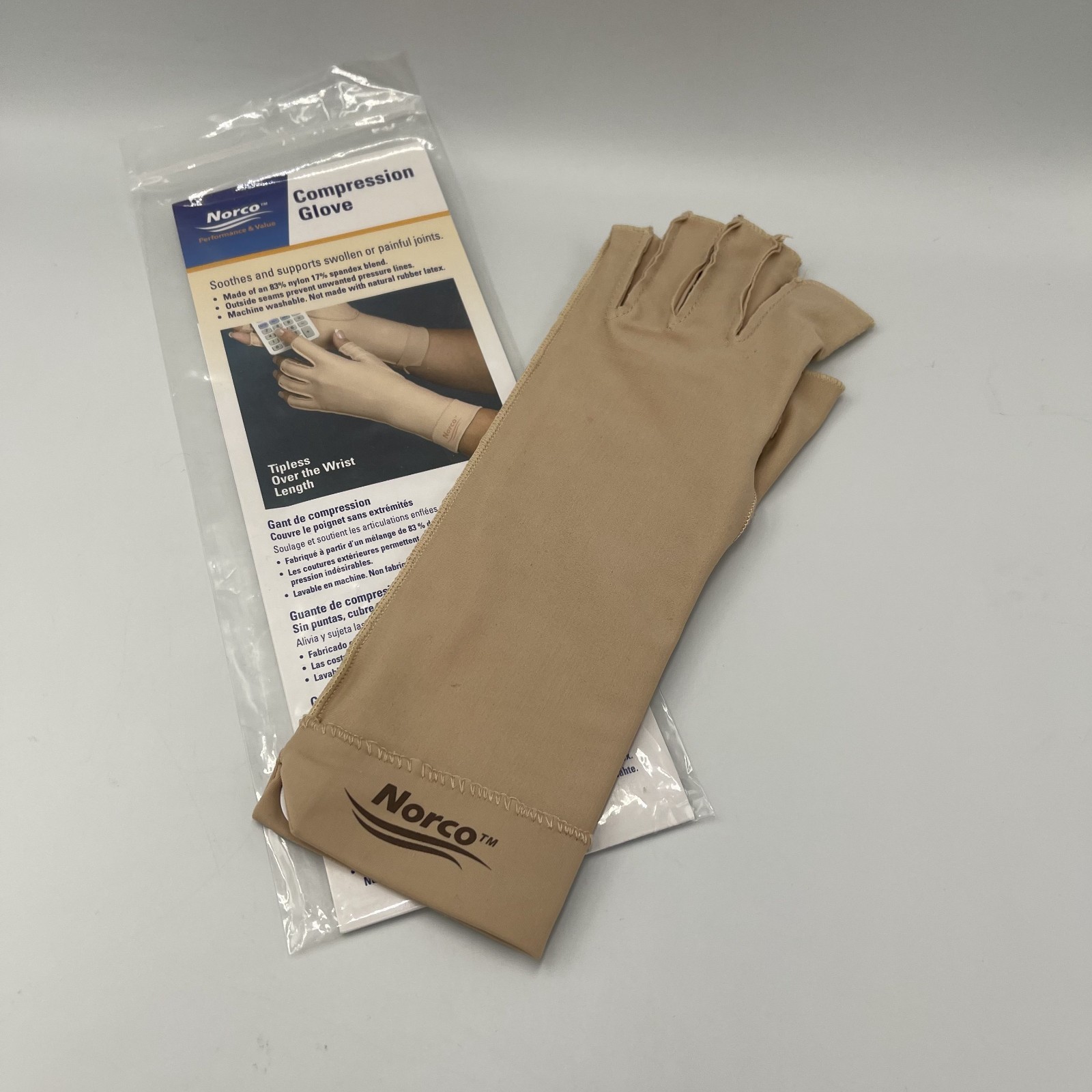 Norco Compression Glove Medium LEFT Tipless Fingers Over the Wrist Length New*