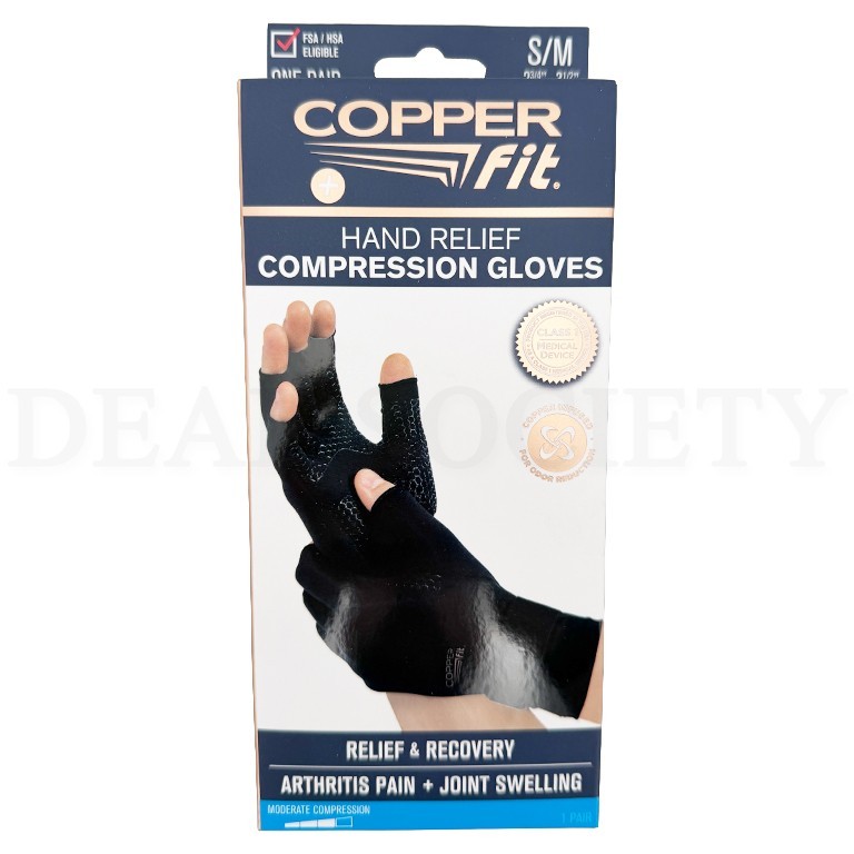 Copper Fit Unisex Hand Relief Compression Gloves Small/Medium Lot of 2 Pairs