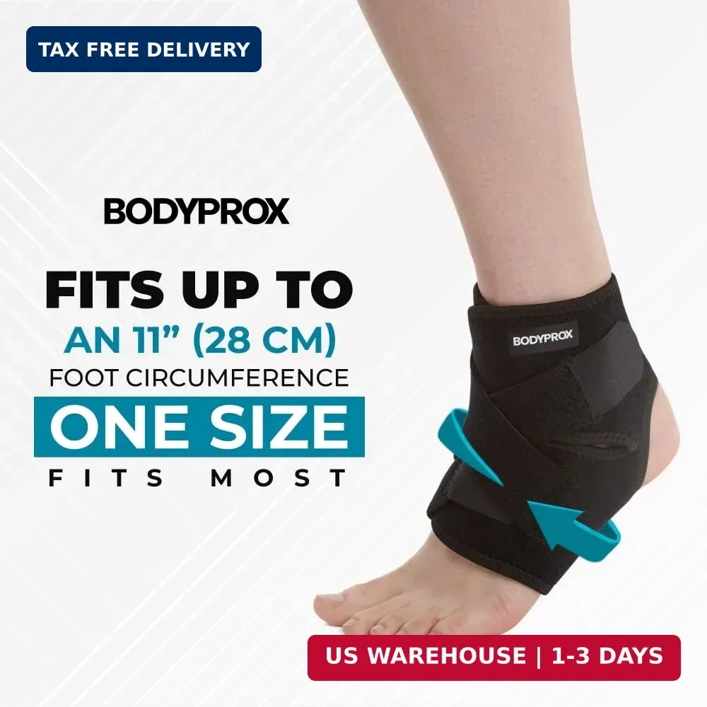 Bodyprox Ankle Support Brace, Breathable Neoprene Sleeve, Adjustable Wrap! (1 Pa