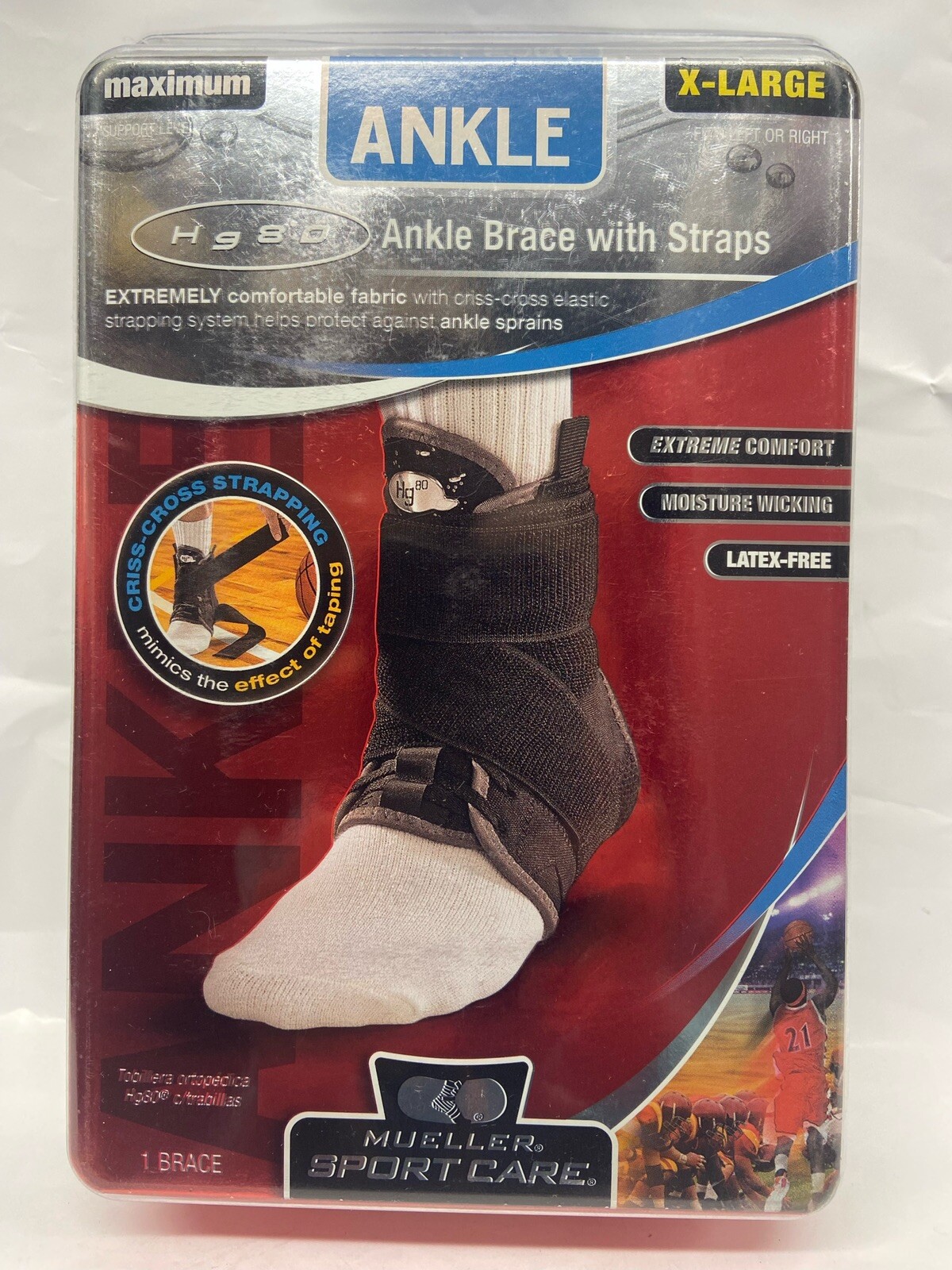 mueller sport care ankle x-large brace with straps scuffed box