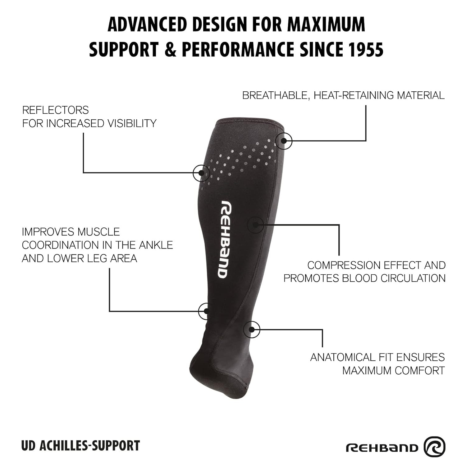 Achilles Tendon Brace for Pain Relief – Compression Ankle Support, Large, Black