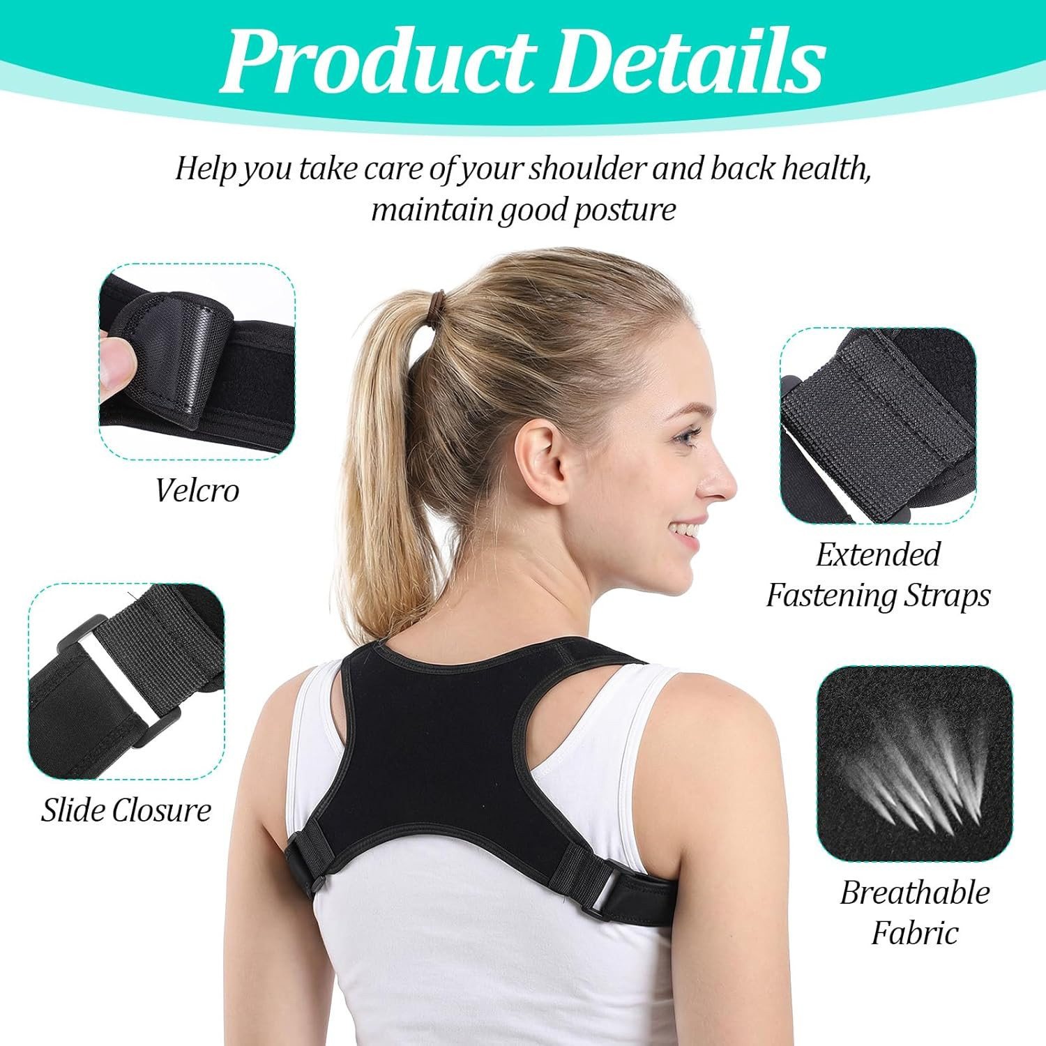 Posture Corrector Adjustable Comfortable Back Brace Lightweight Breathable Upper