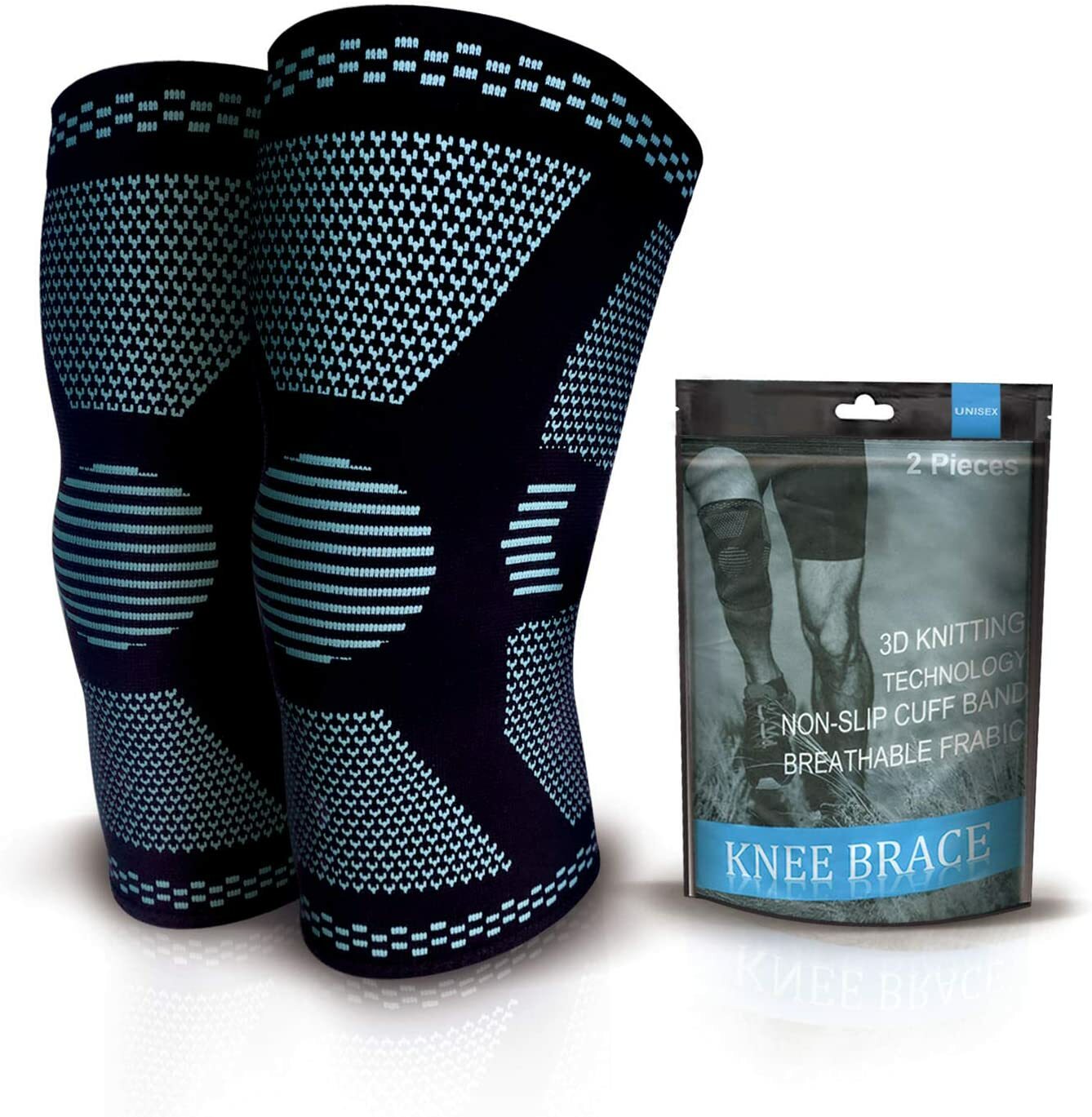 2 PACK – BEST Knee Compression Sleeve Knee Compression Brace Support Arthritis