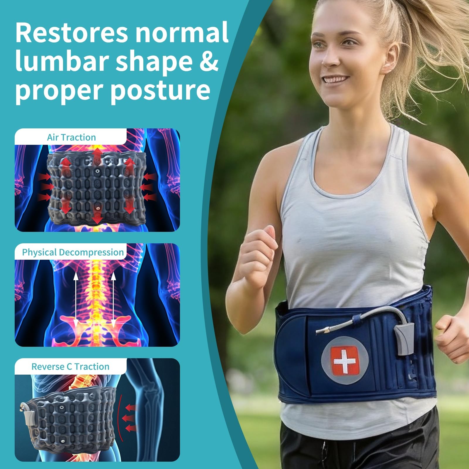 Decompression Back Belt, Lumbar Traction Belt Inflatable, Spinal Decompressio…