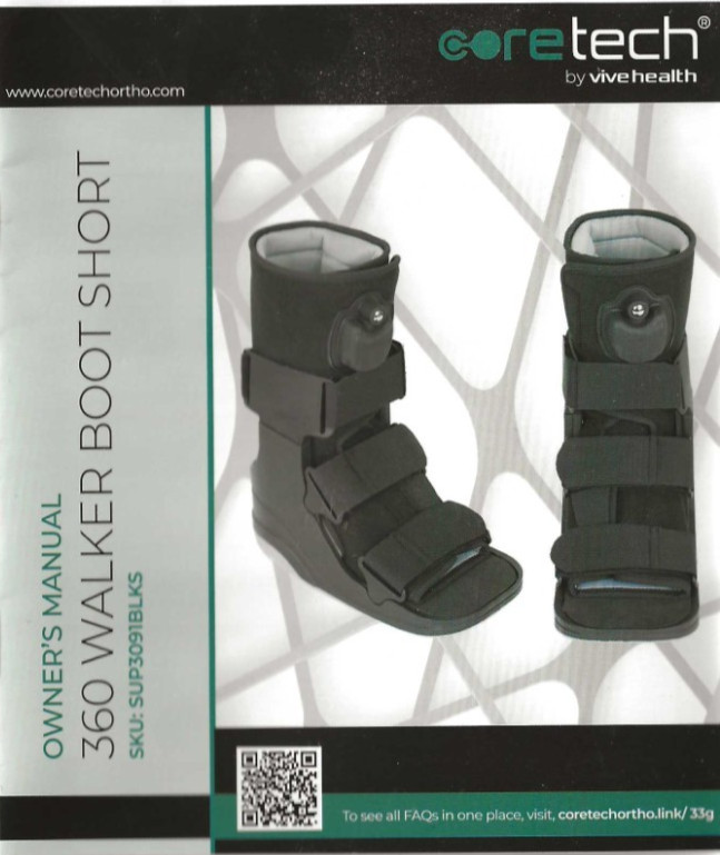 Coretech Walker Boot 360 Walker Short Size MEDIUM with Manual – worn twice (578)