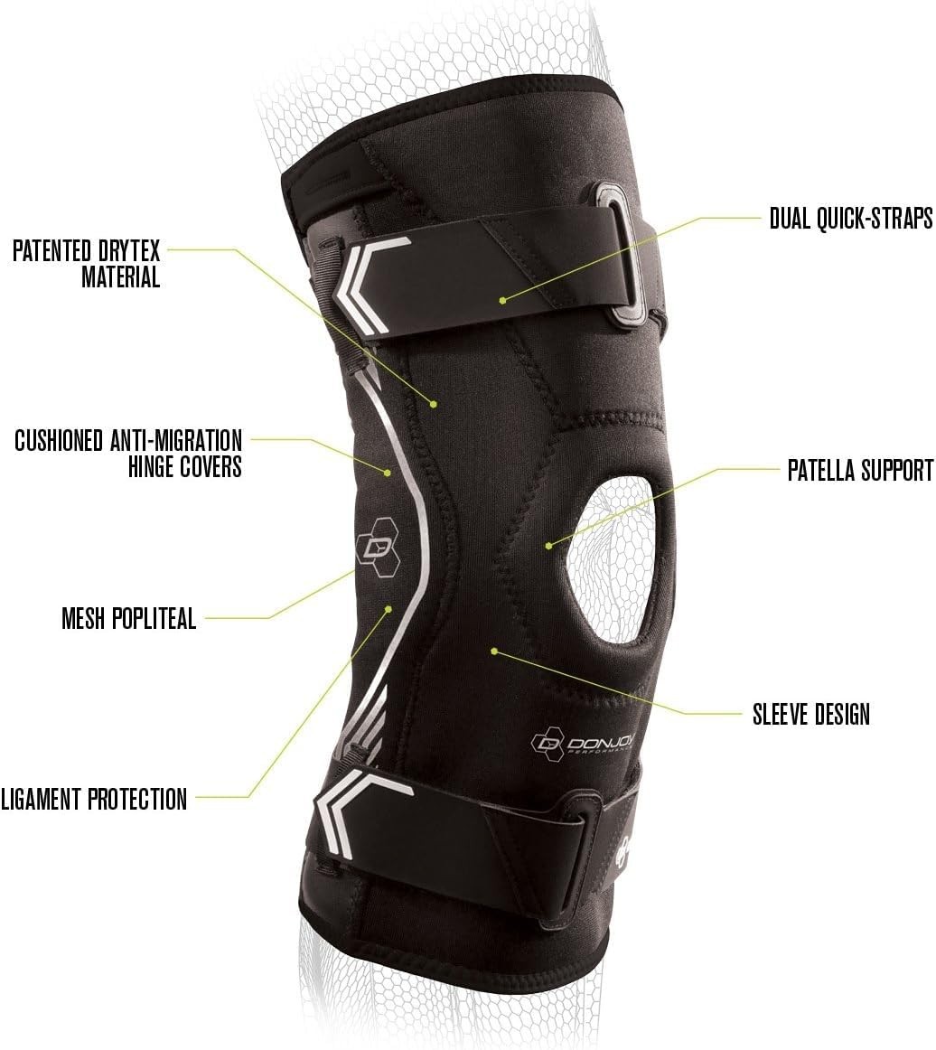 Don Joy Bionic Dryden Knee Sleeve Black Orthopedic Brace with Hinges and Support